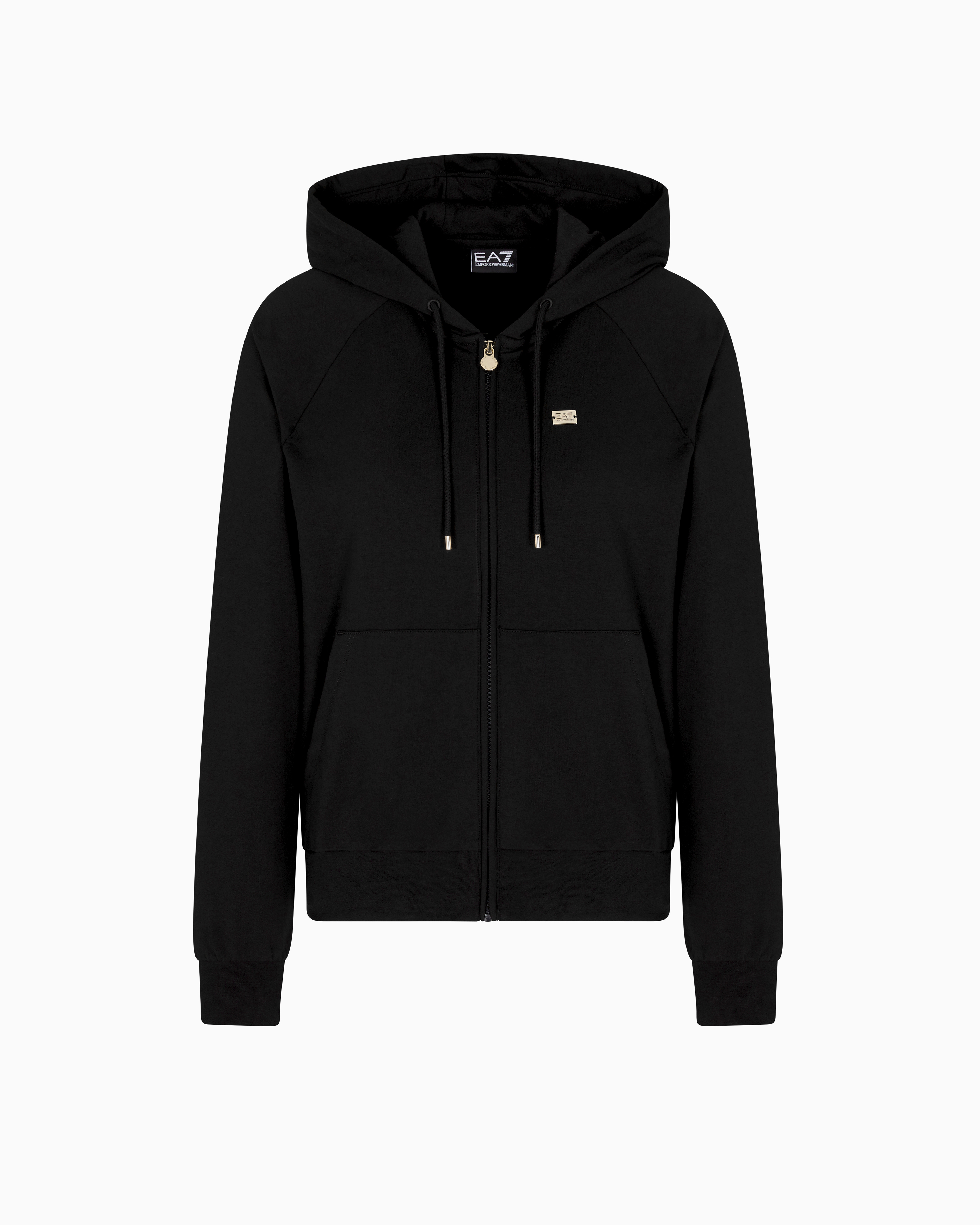 Ea7 Stretch-cotton Hooded Core Lady Sweatshirt