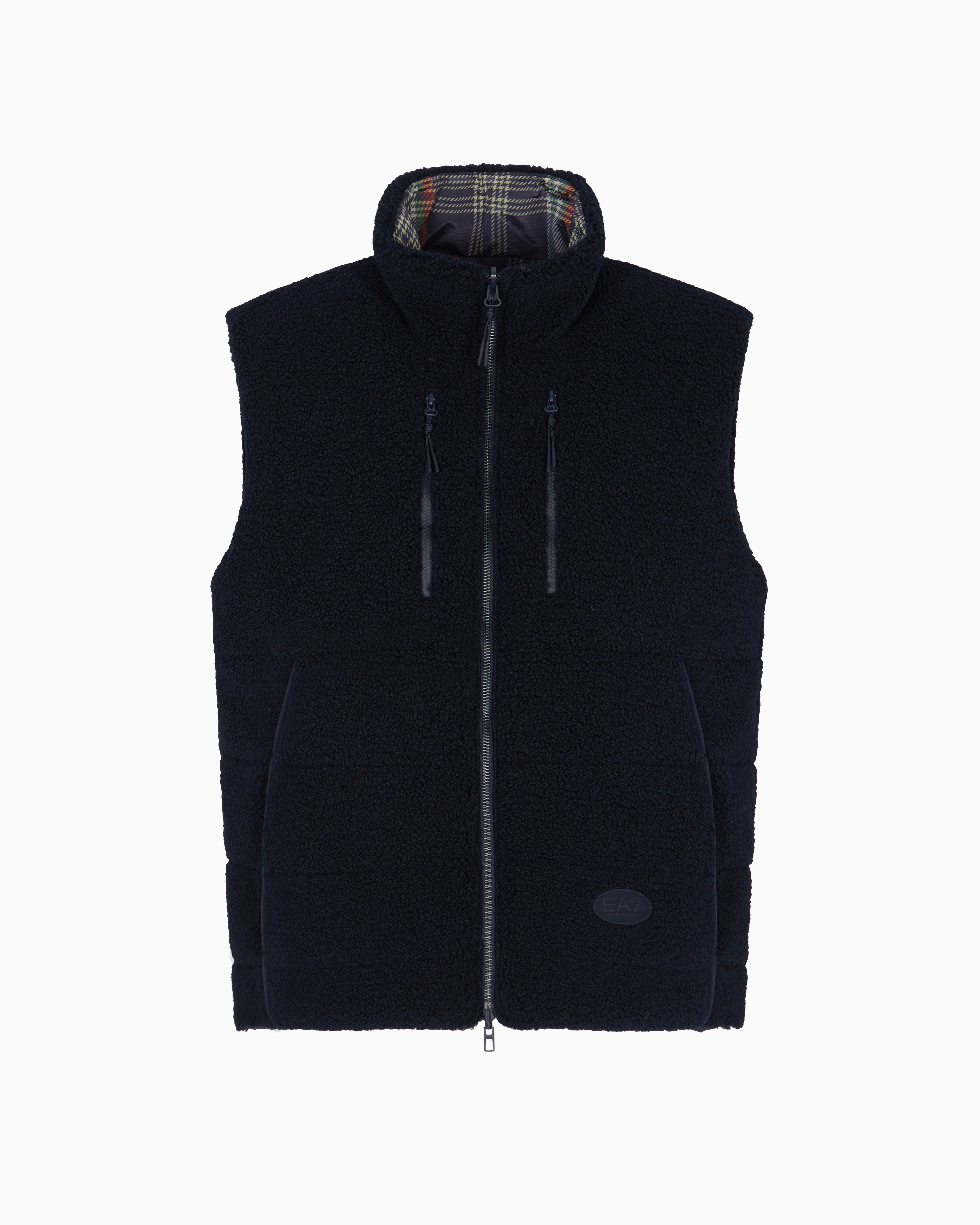 Ea7 Golf Club Reversible Gilet In Nylon And Teddy-effect Fabric In Blue