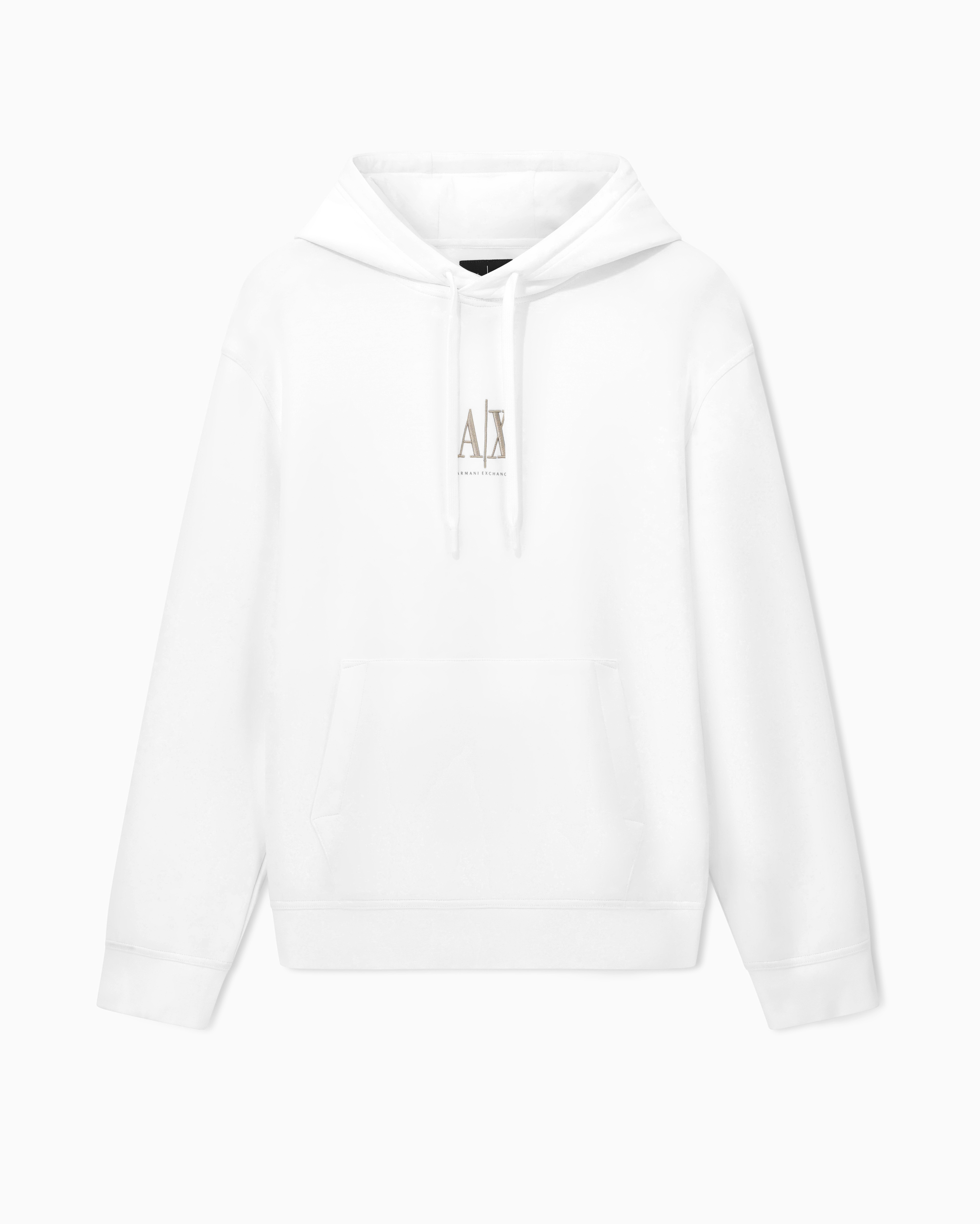Armani Exchange White Hoodie With Embroidered Logo Medium