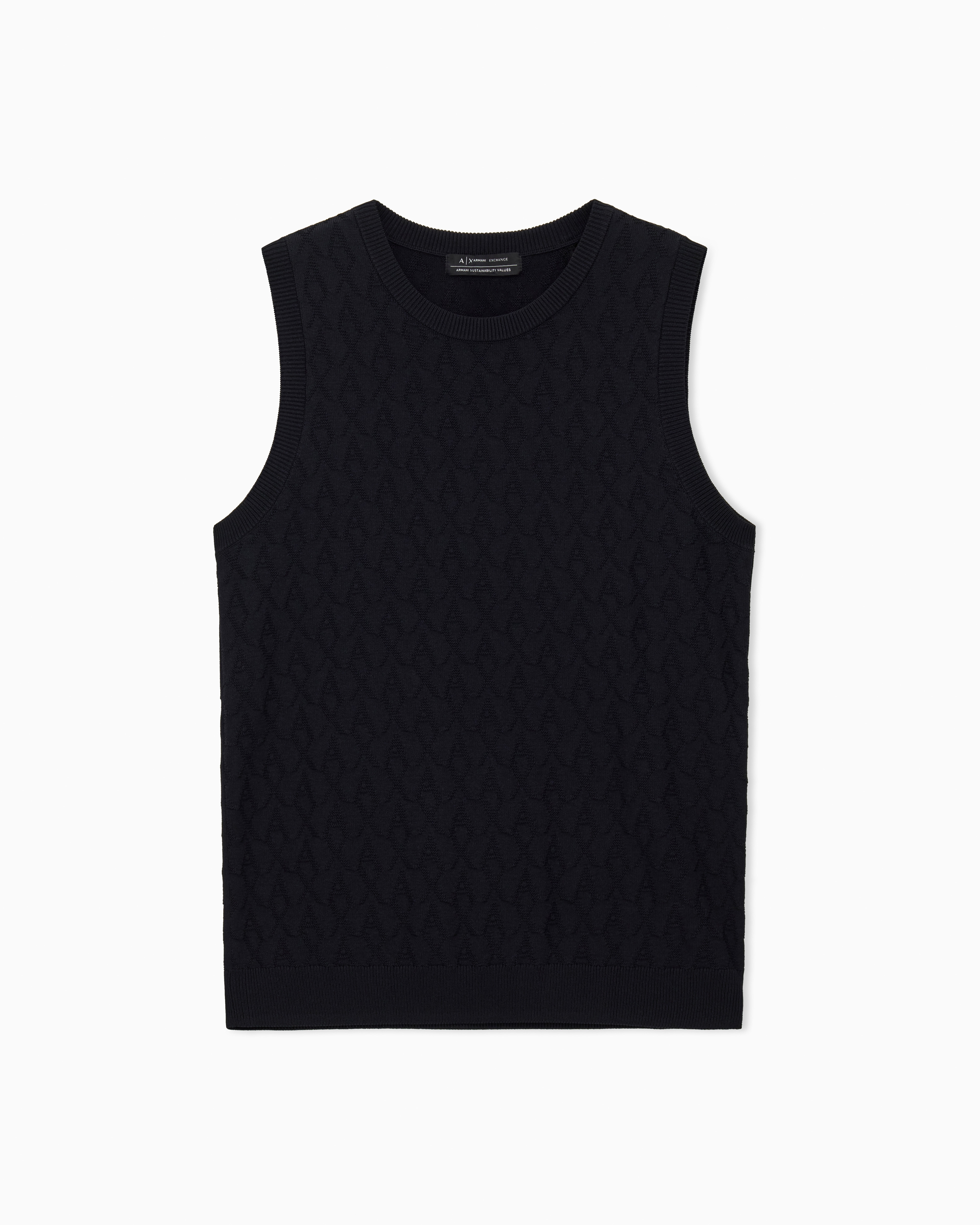 Armani Exchange Black Top With Allover Logo Large