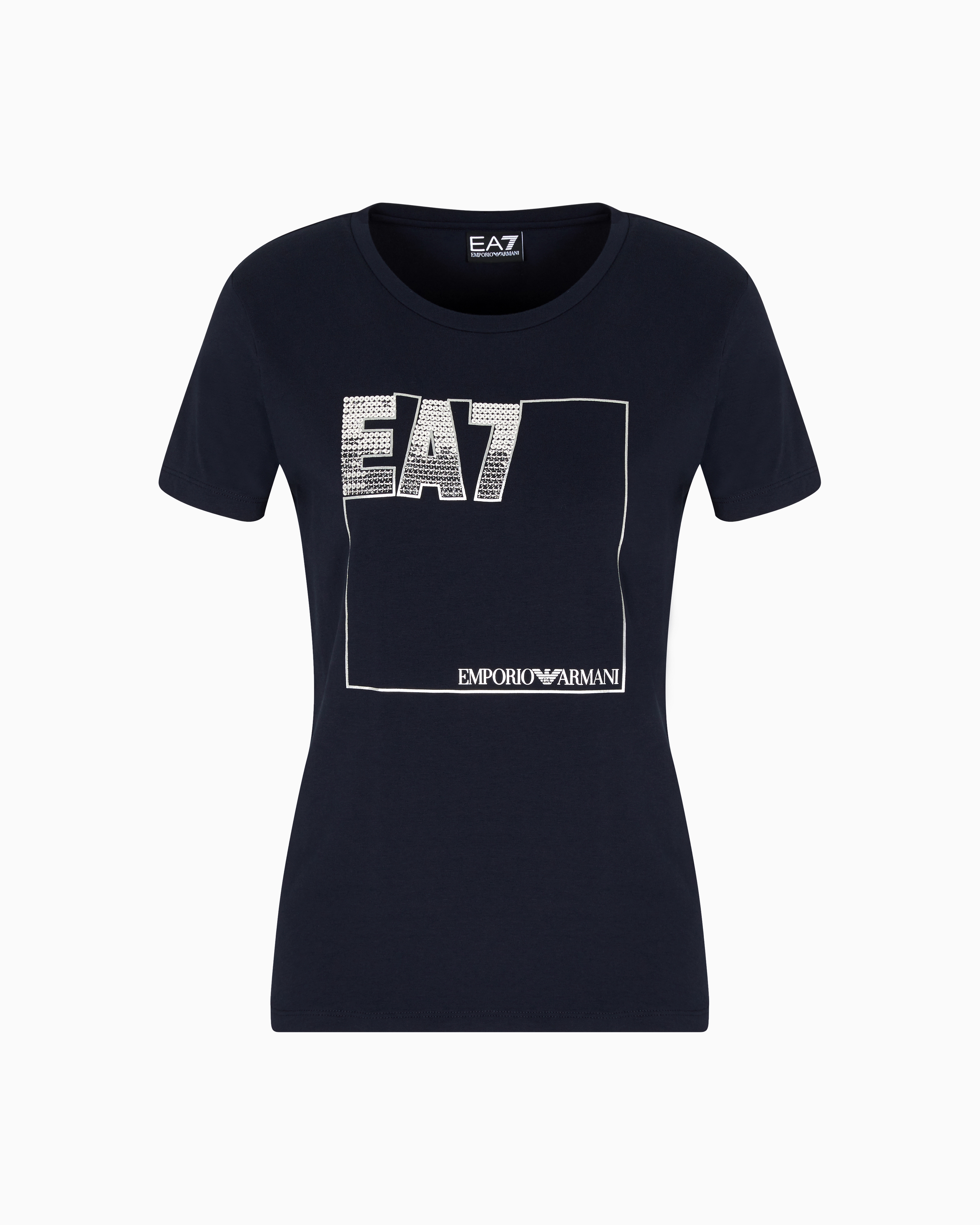 EA7 EMPORIO ARMANI コットン クルーネック ロゴ Tシャツ 000000052621_1_rUqpf6Y.jpg