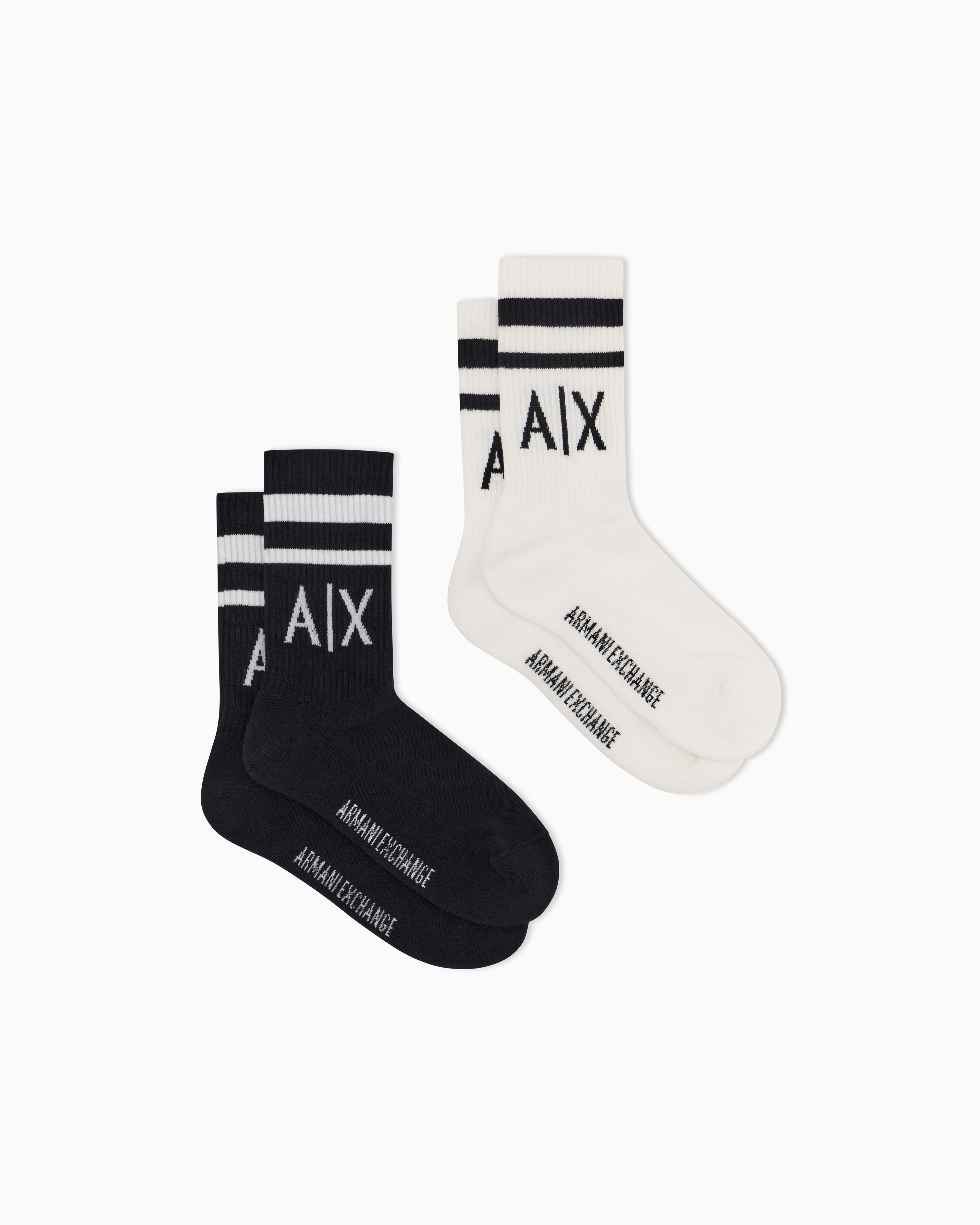 Set of 2 pairs of mixed cotton socks with logo