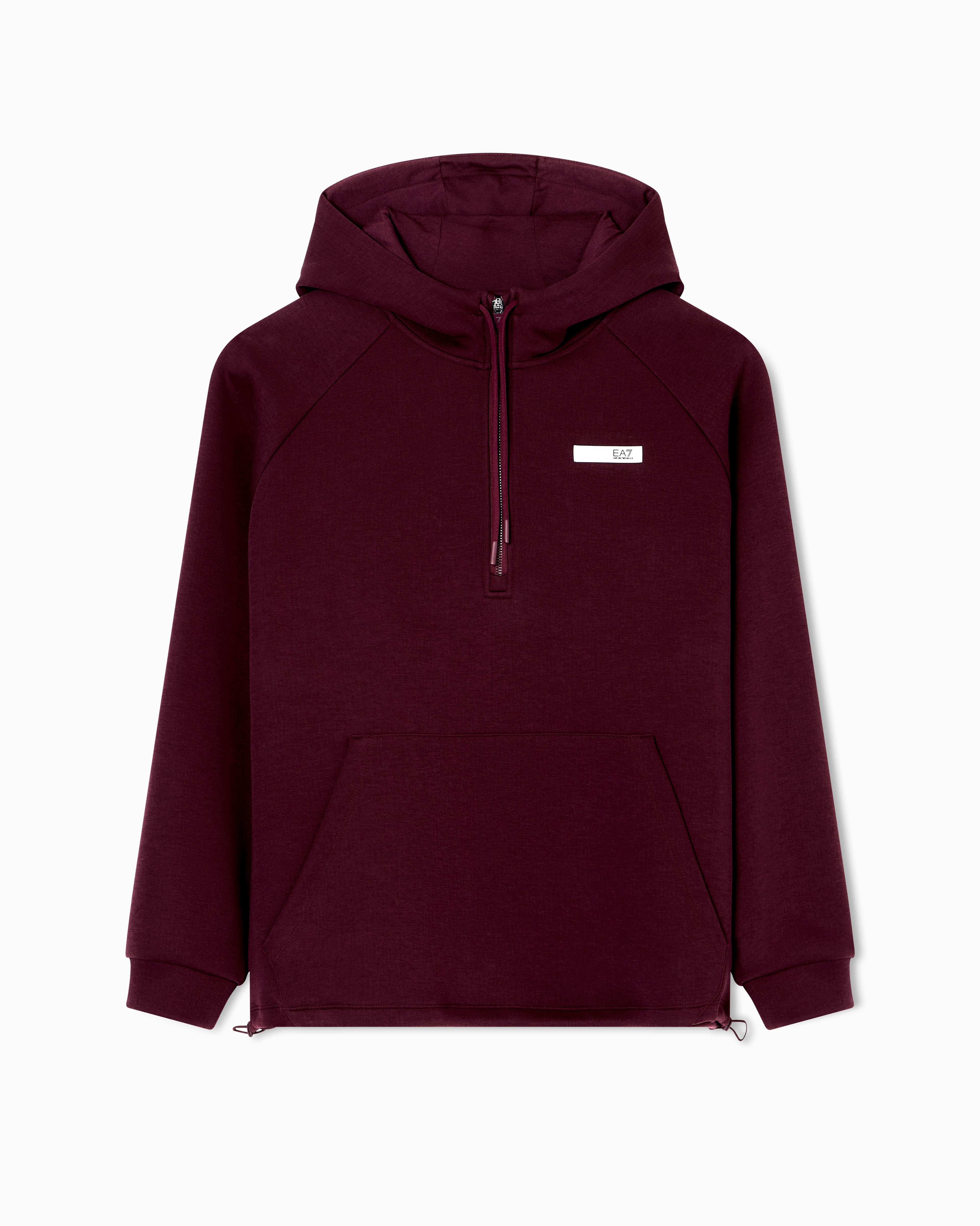 Ea7 Dynamic Athlete Hooded Sweatshirt In Natural Ventus7 Technical Fabric In Burgundy