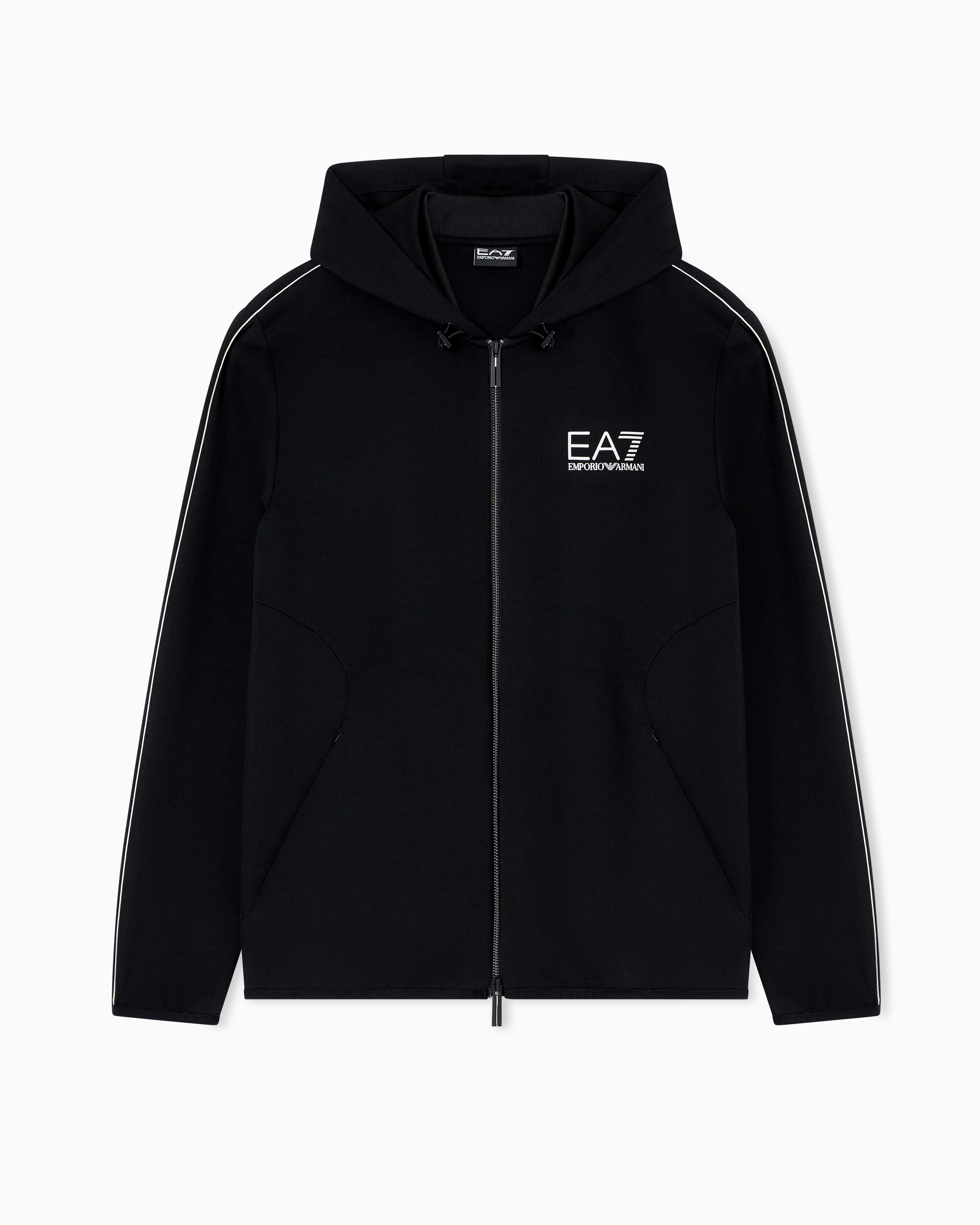 Ea7 Gold Label Viscose-blend Hooded Sweatshirt In Black