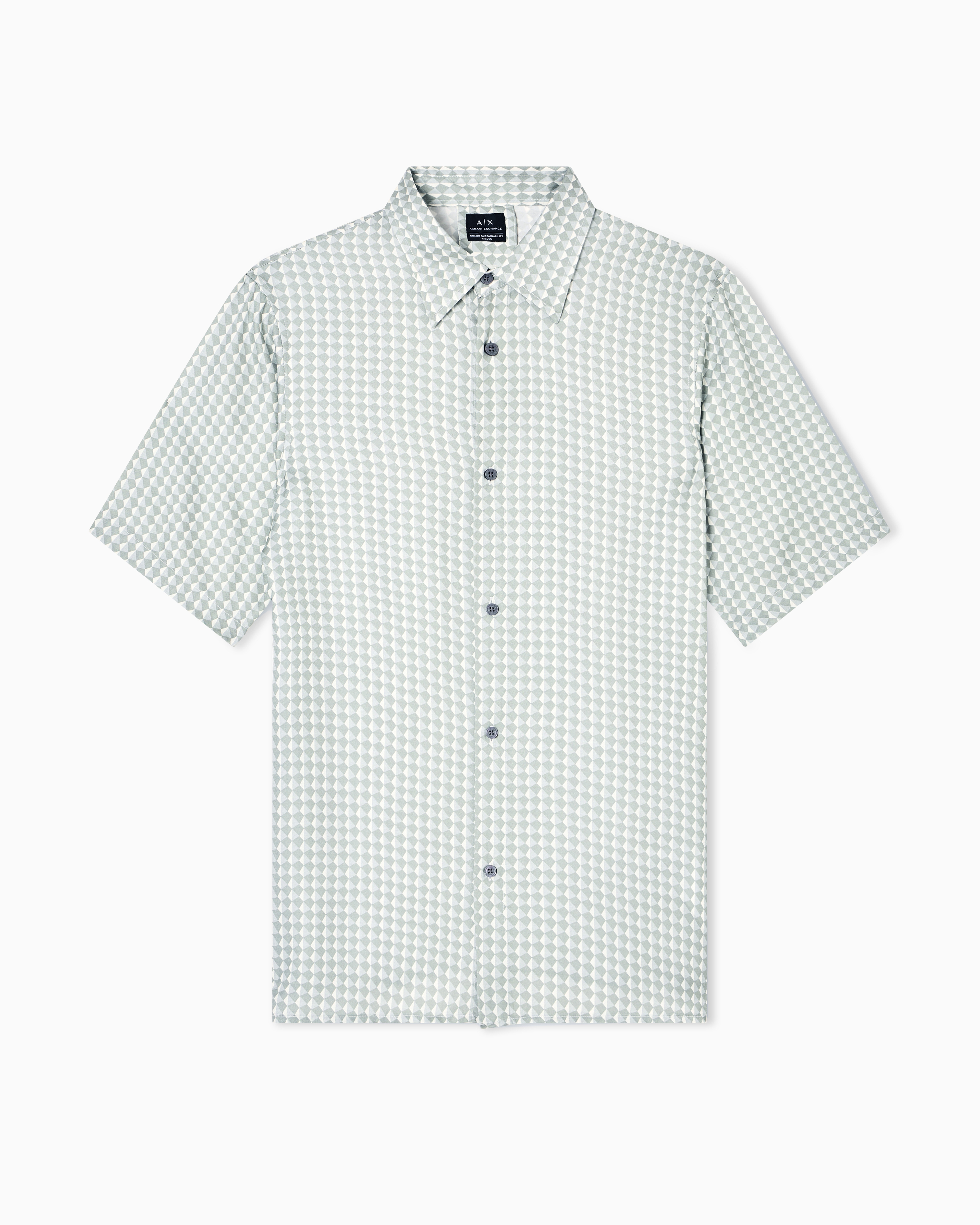 Armani Exchange Green Patterned Short-Sleeved Shirt Medium