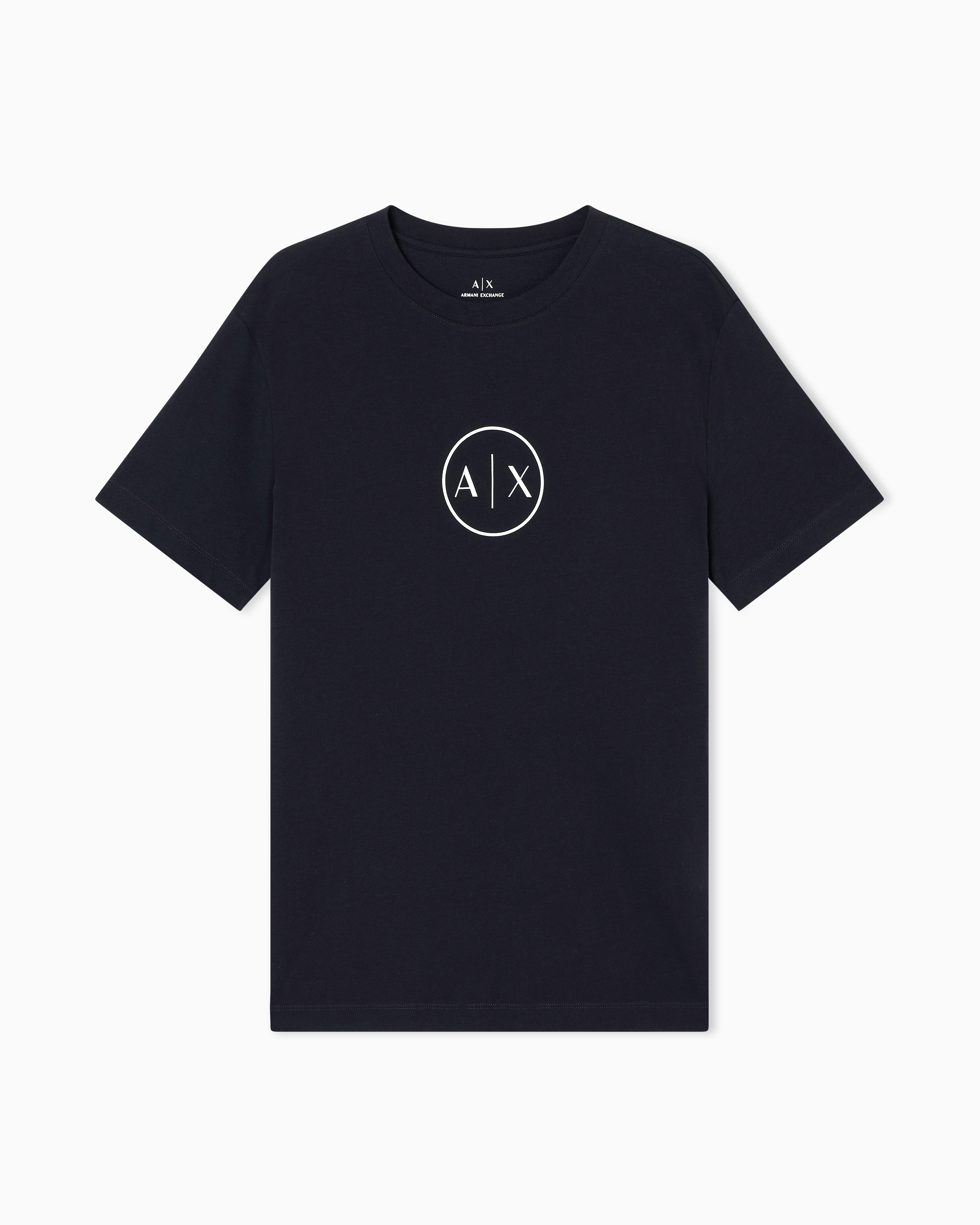 Armani Exchange - Regular fit T-shirt with round logo, Man, Navy_blue, Size: