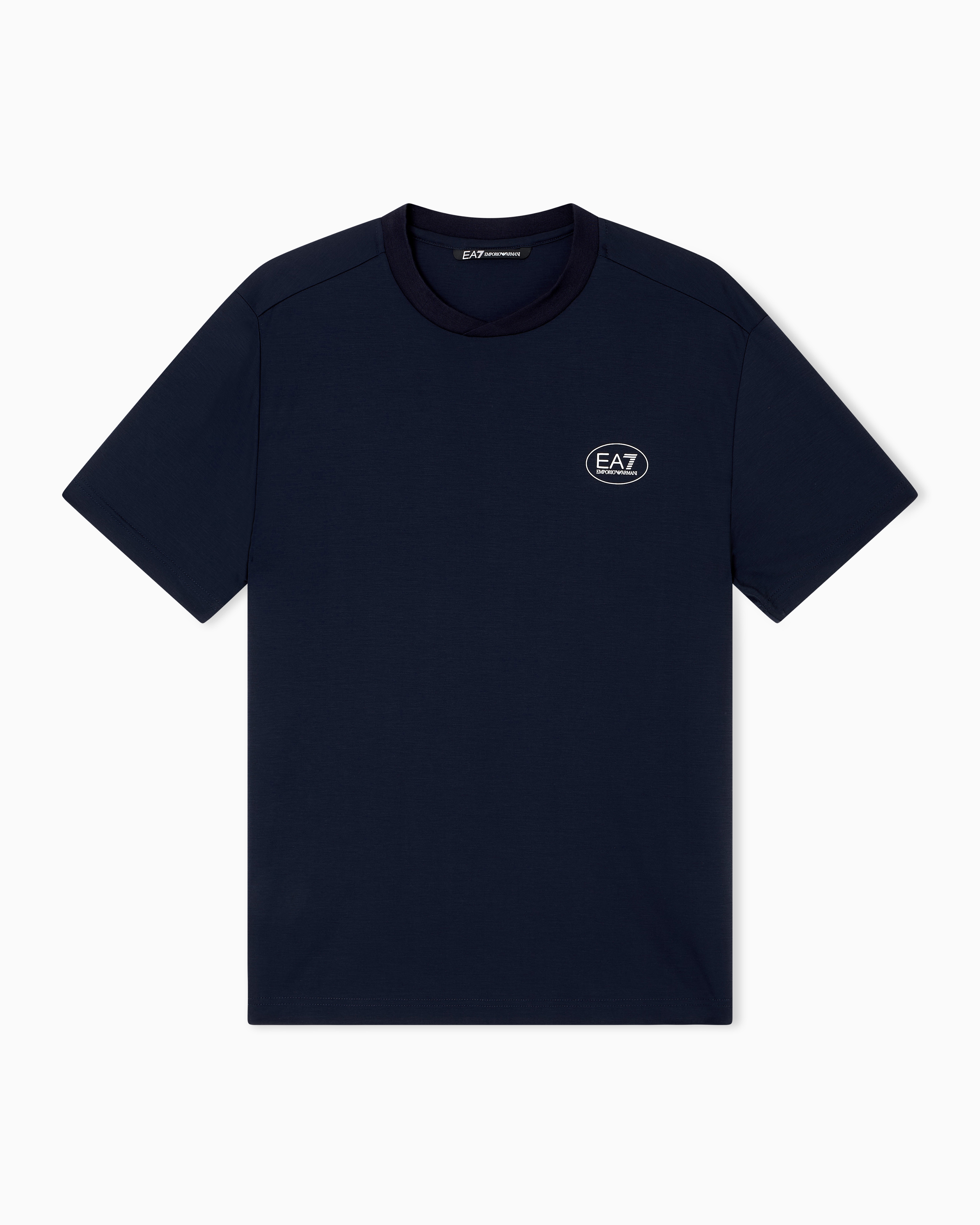 Tシャツ・カットソー GIORGIO ARMANI BLACK VISCOSE BLEND T-SHIRT Tennis Club viscose-blend jersey crew-neck T-shirt | EA7