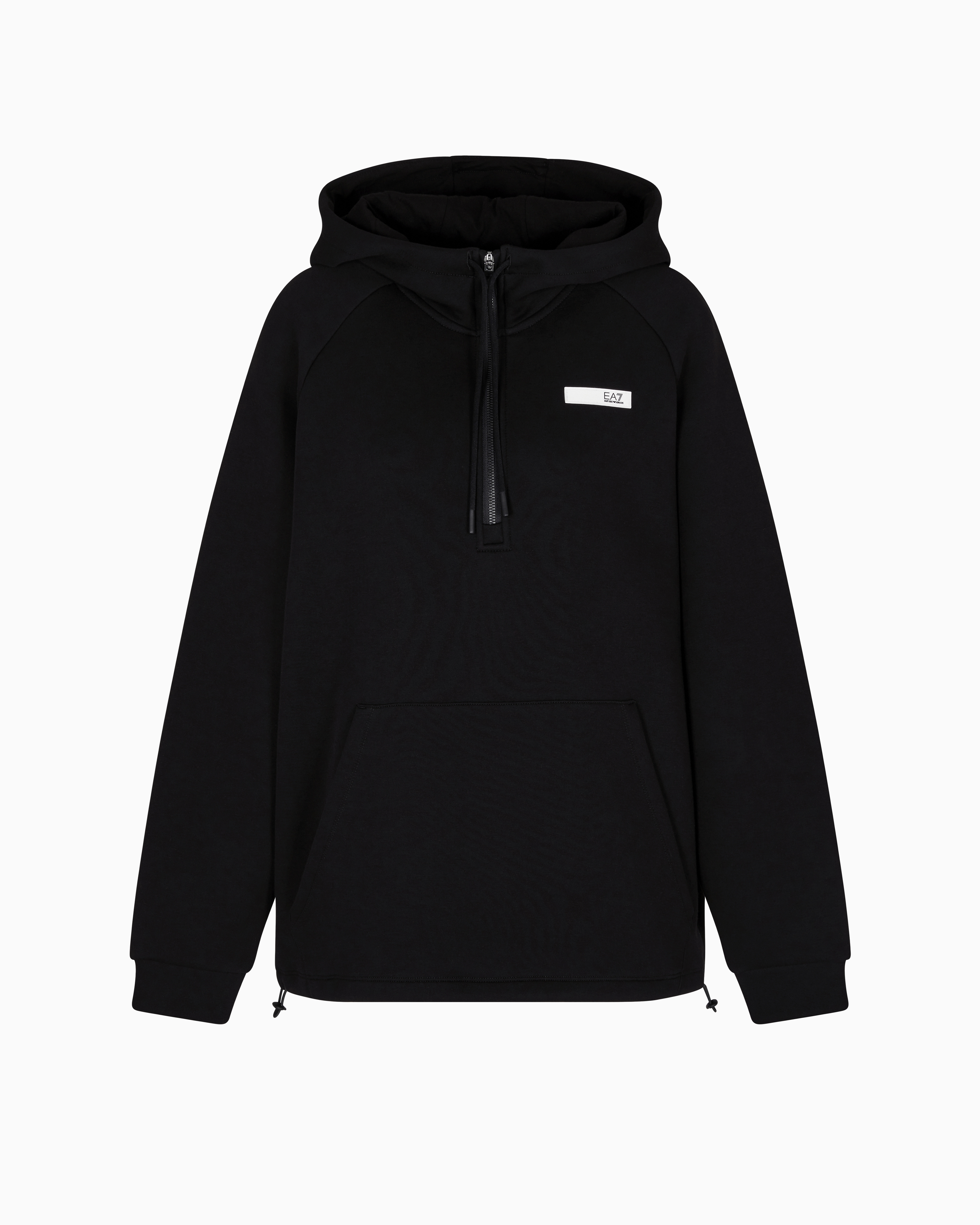 Ea7 Dynamic Athlete Hooded Sweatshirt In Natural Ventus7 Technical Fabric In Black