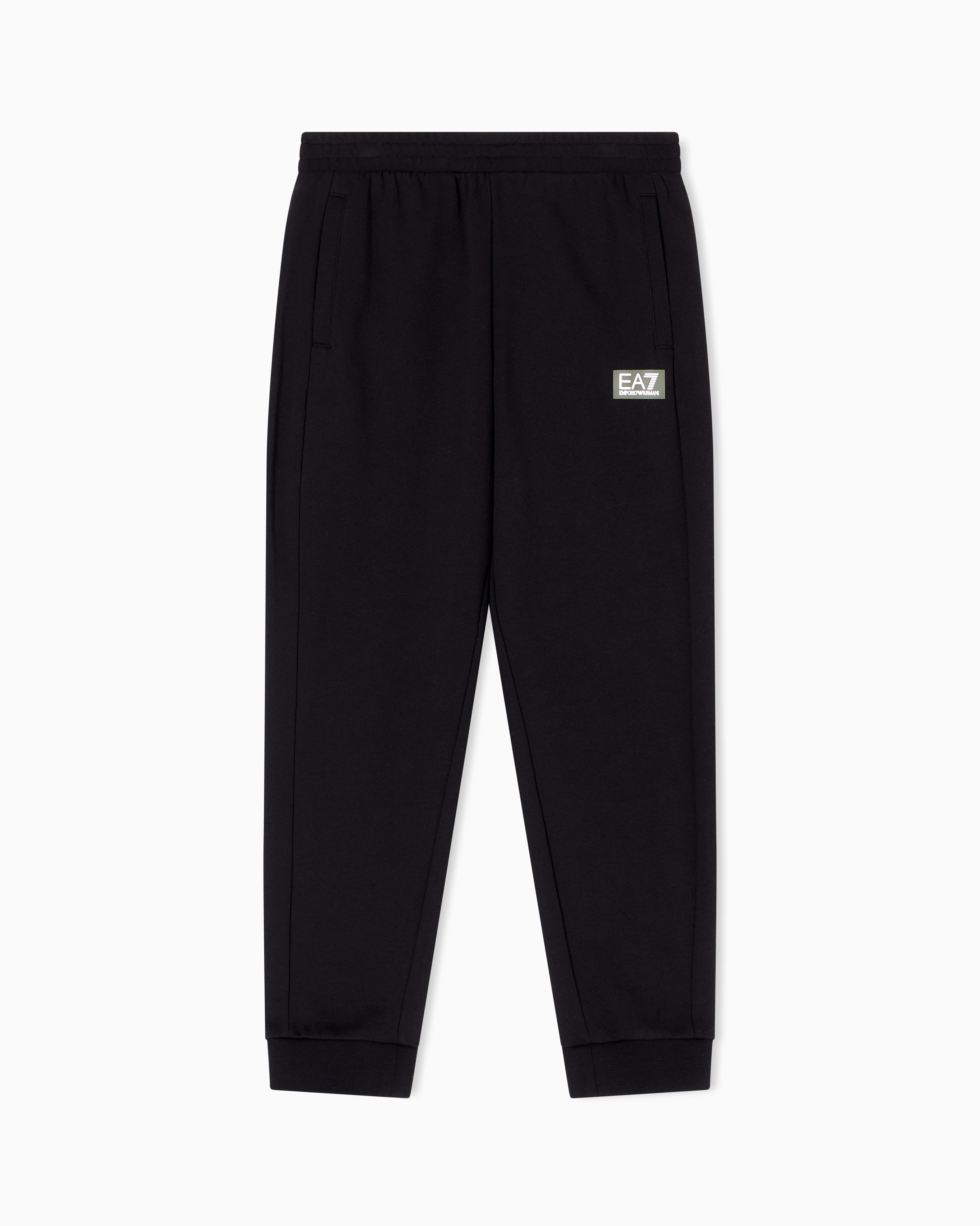 Ea7 Emporio Armani Boys Black Cotton Monogram Joggers In Black