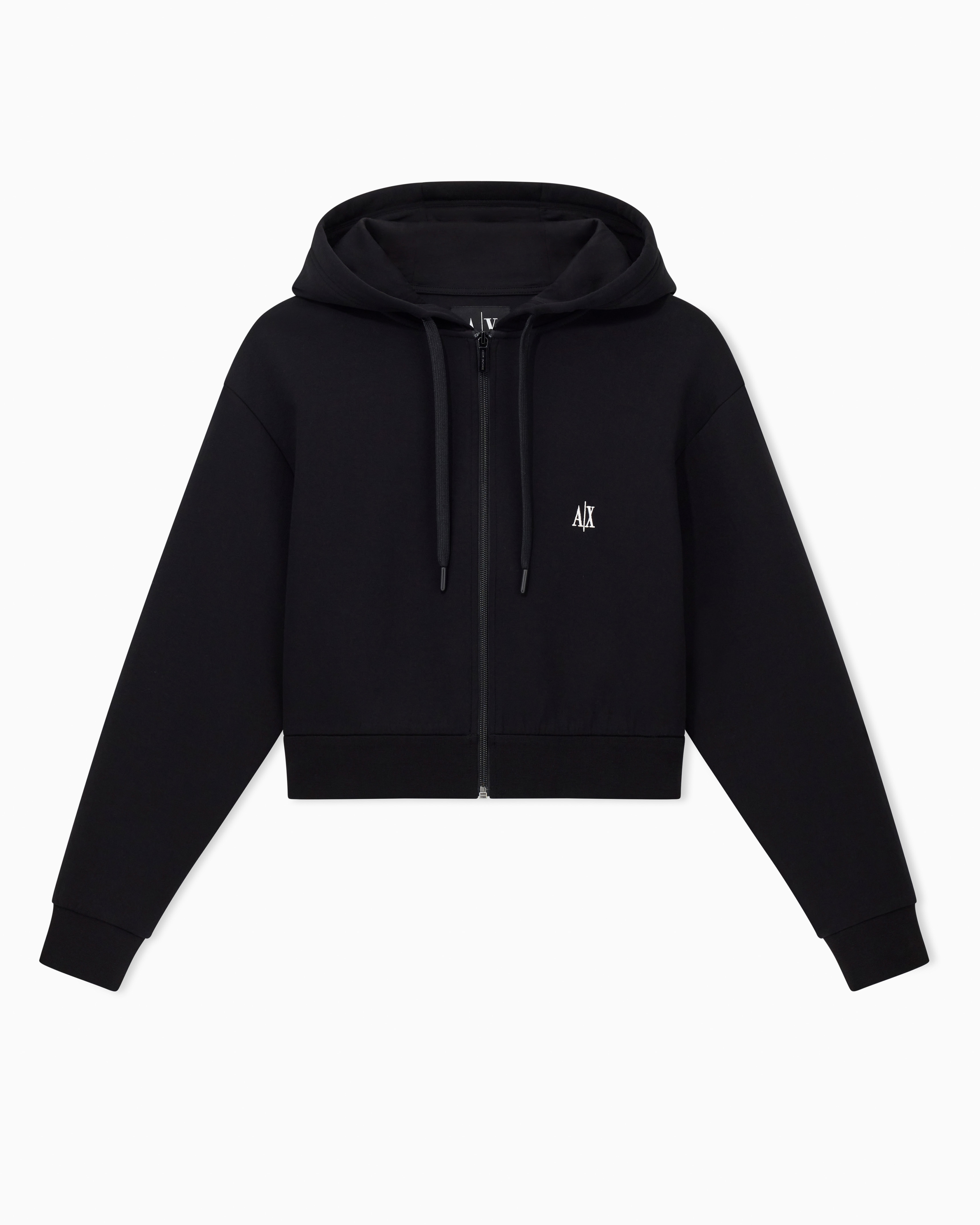 Armani Exchange -  Icon Cropped Hoodie, Woman, Black, Size:
