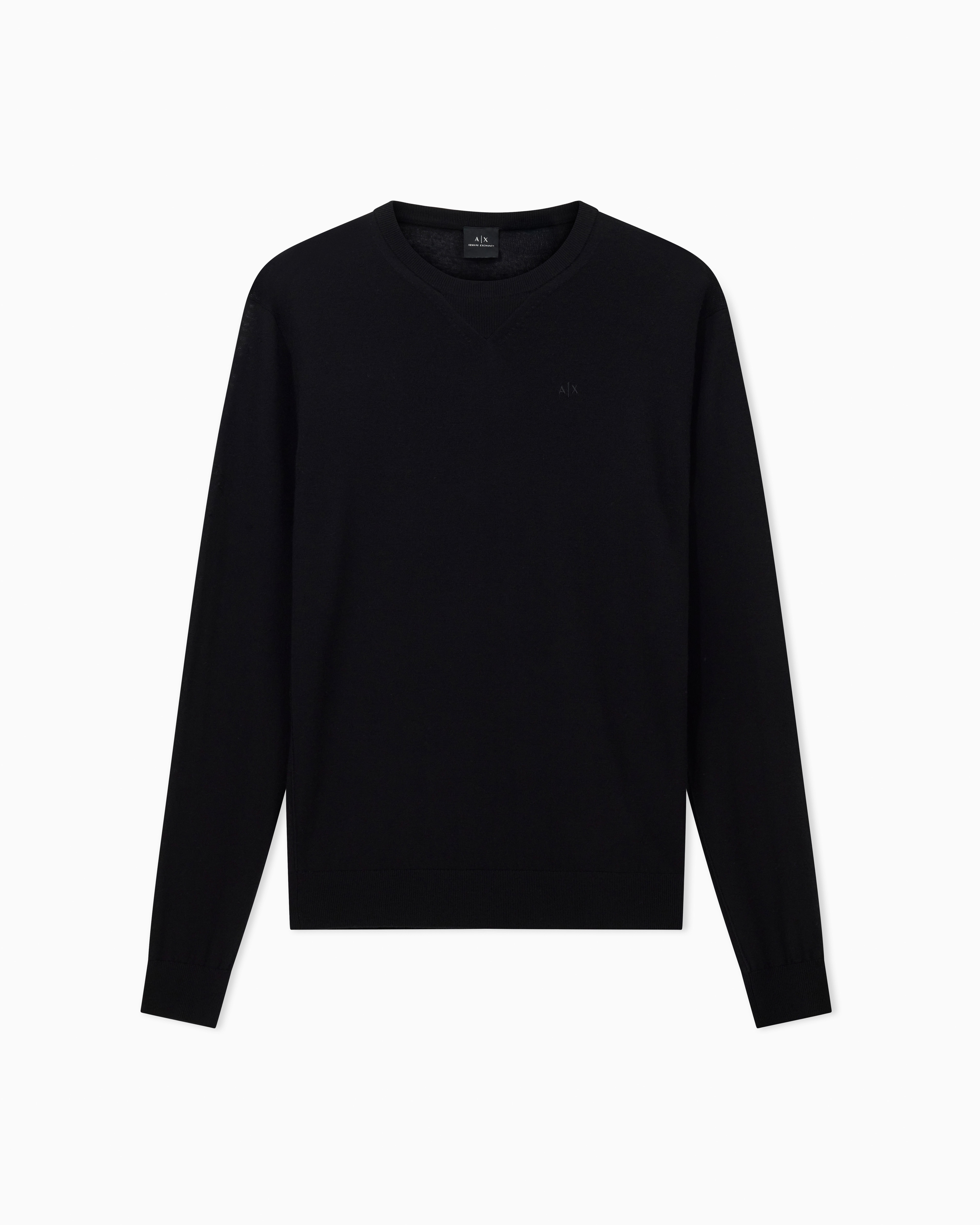 Armani Exchange - Crewneck sweater virgin wool, Man, Black, Size: