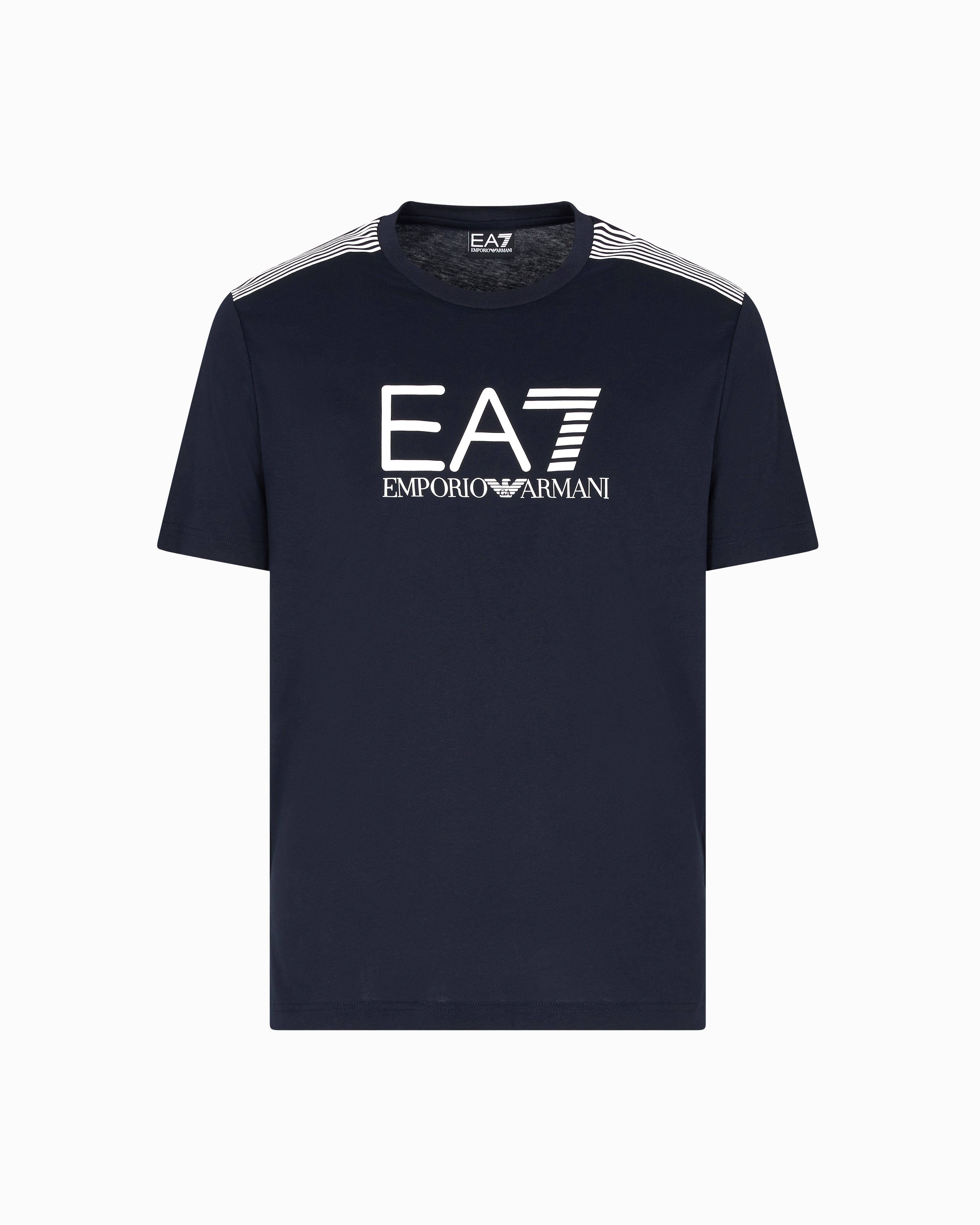 Ea7 T-shirt Ras-du-cou 7 Lines En Jersey De Mélange De Coton Asv