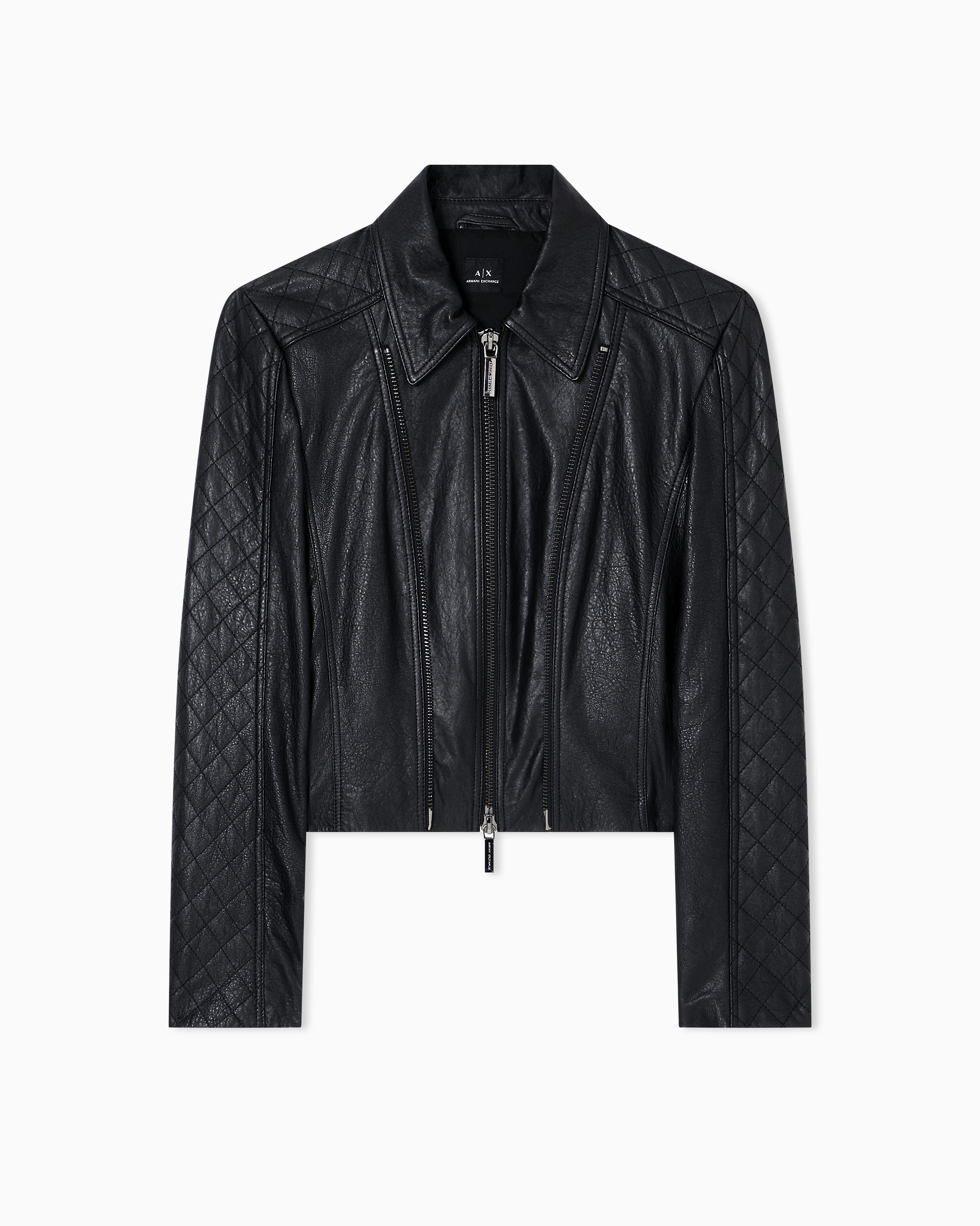 Armani Exchange Leather Jackets In Blue