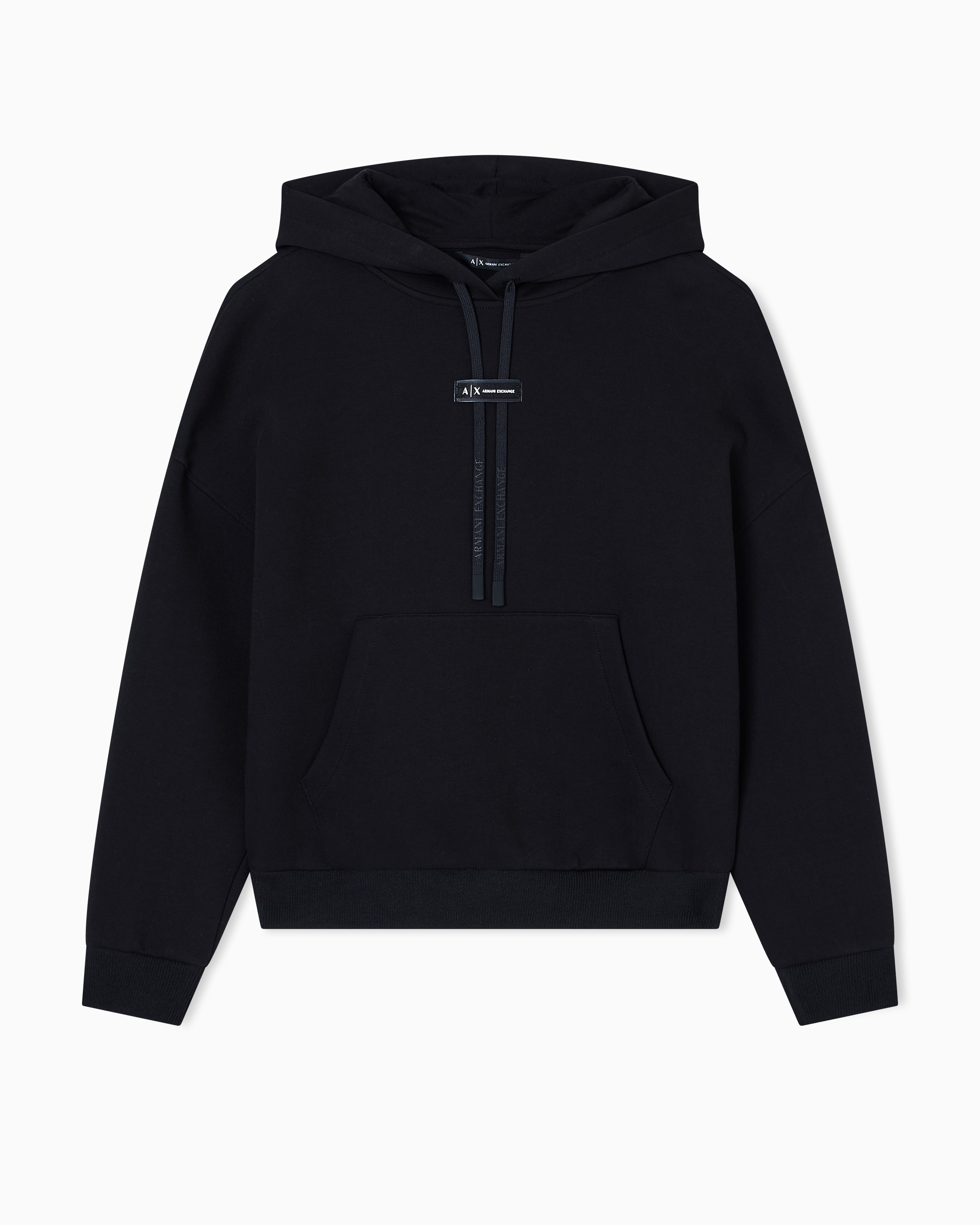Armani Exchange - HOODED LOGO SWEATSHIRT, Woman, Black, Size: