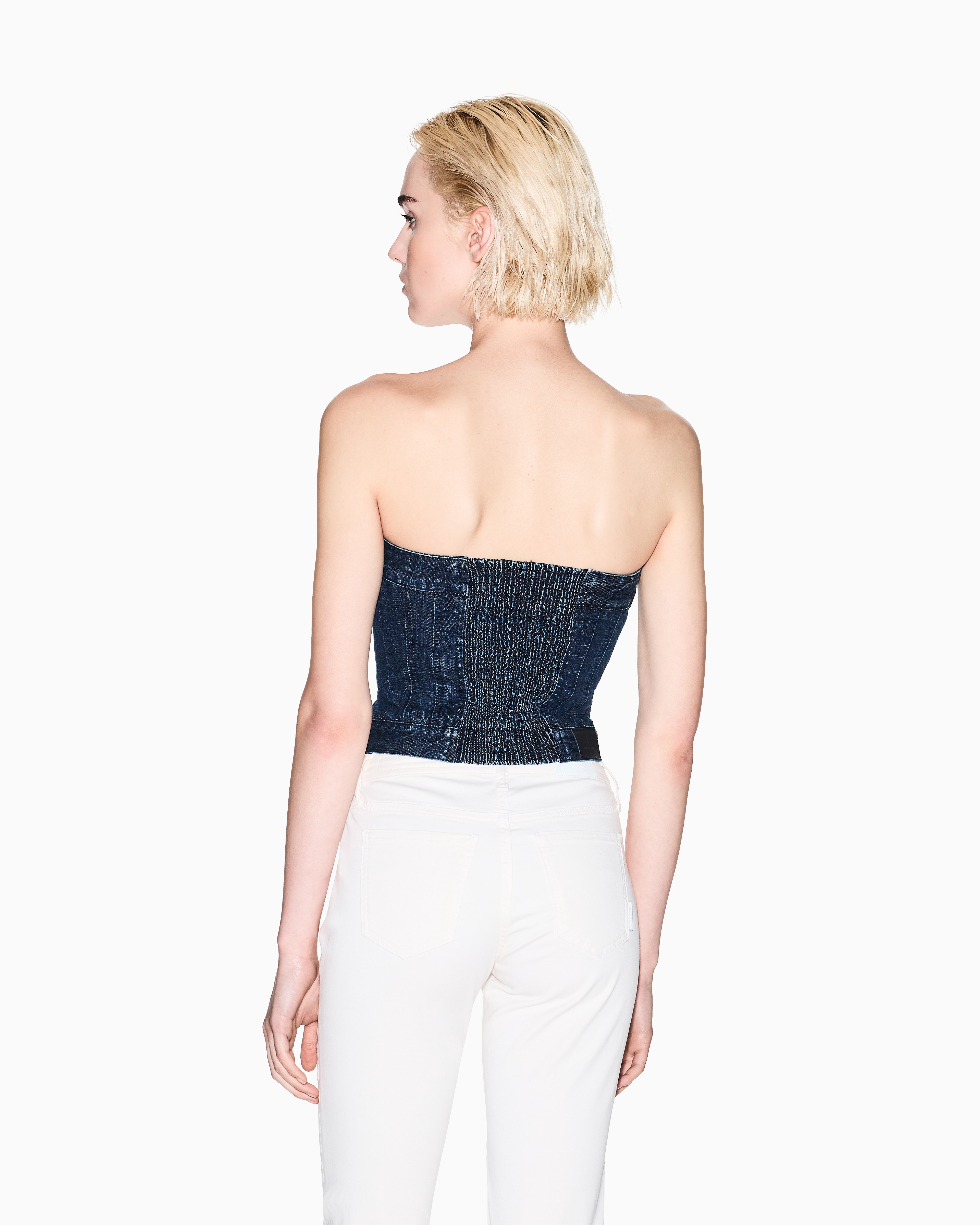 Armani Exchange - Indigo denim zip top, Woman, Blue, Size: S