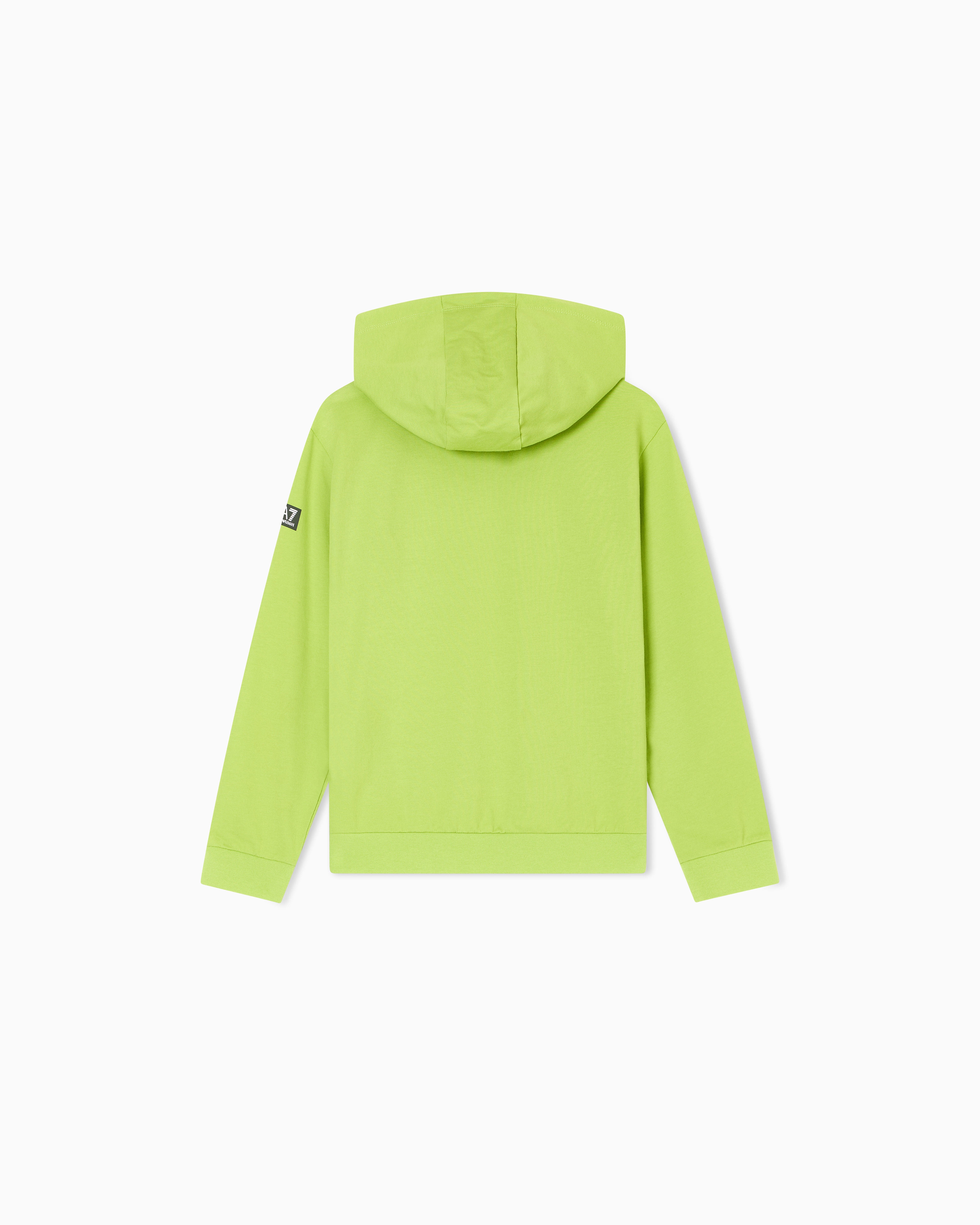 Ea7 Asv Logo Series Boy Organic Cotton-blend Hooded Sweatshirt In Green