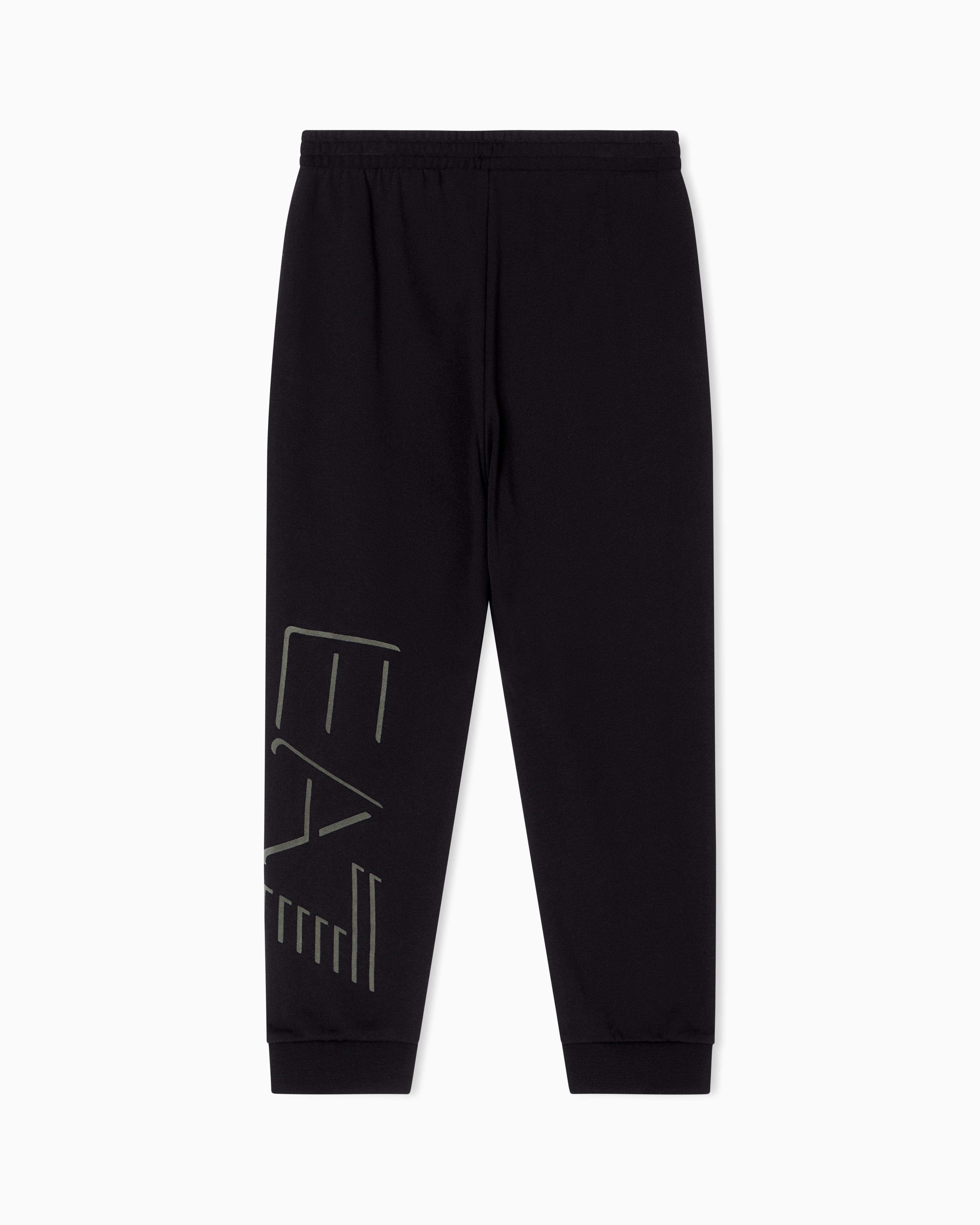Ea7 Emporio Armani Boys Black Cotton Monogram Joggers In Black