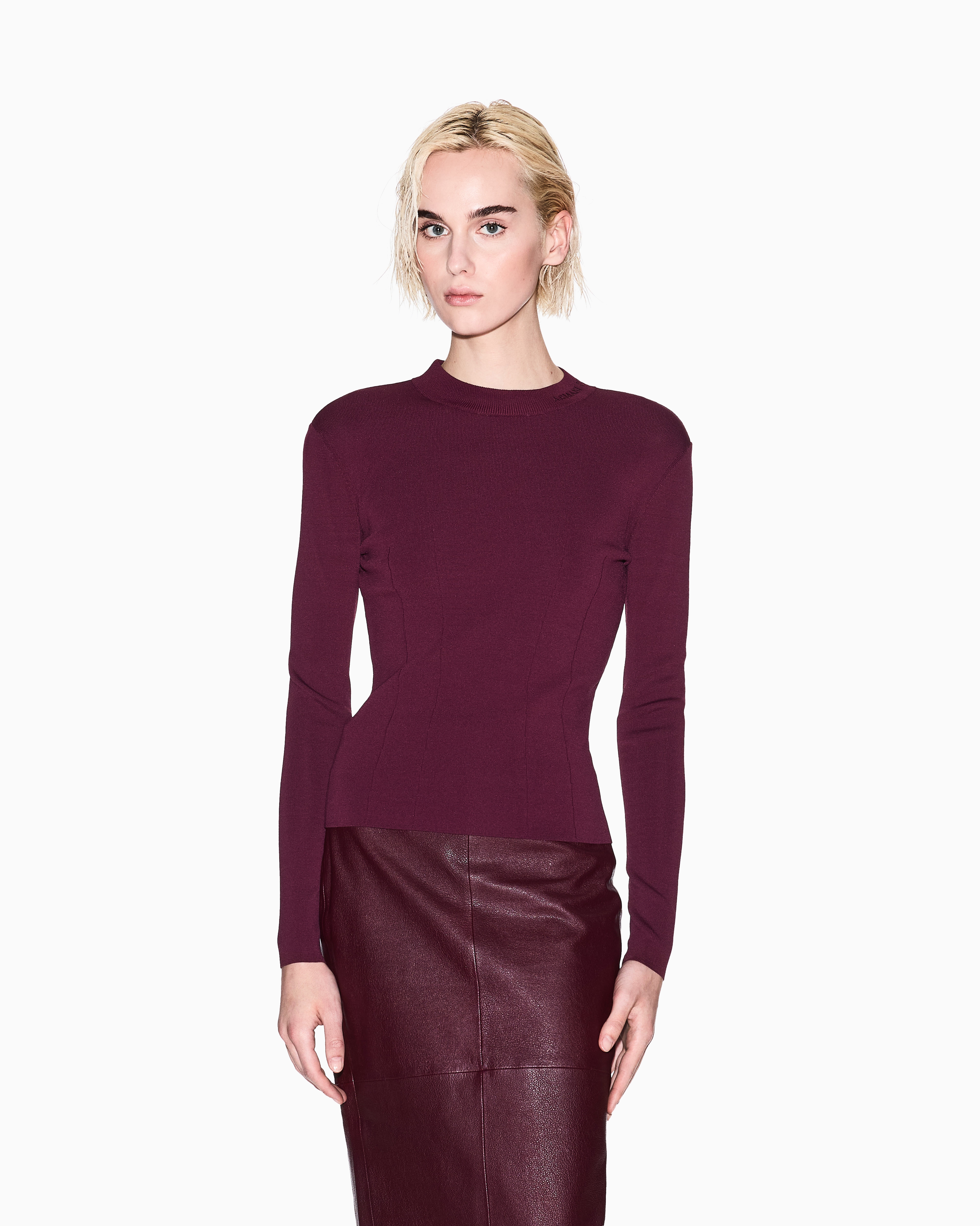 Armani Exchange - Wide rib sweater, Woman, Burgundy, Size: