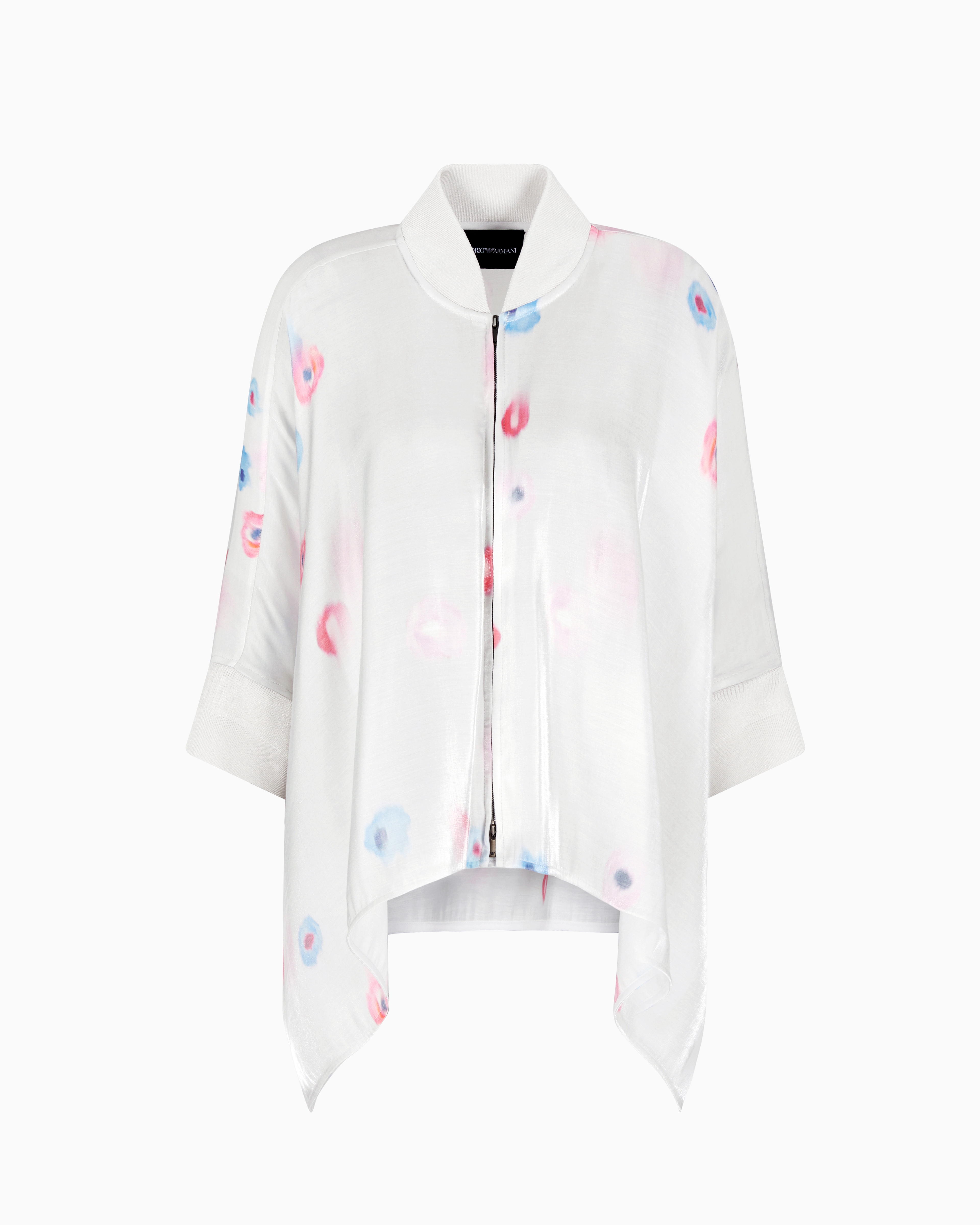 Emporio Armani Fluid Viscose Tunic With All-over Floral Print In White