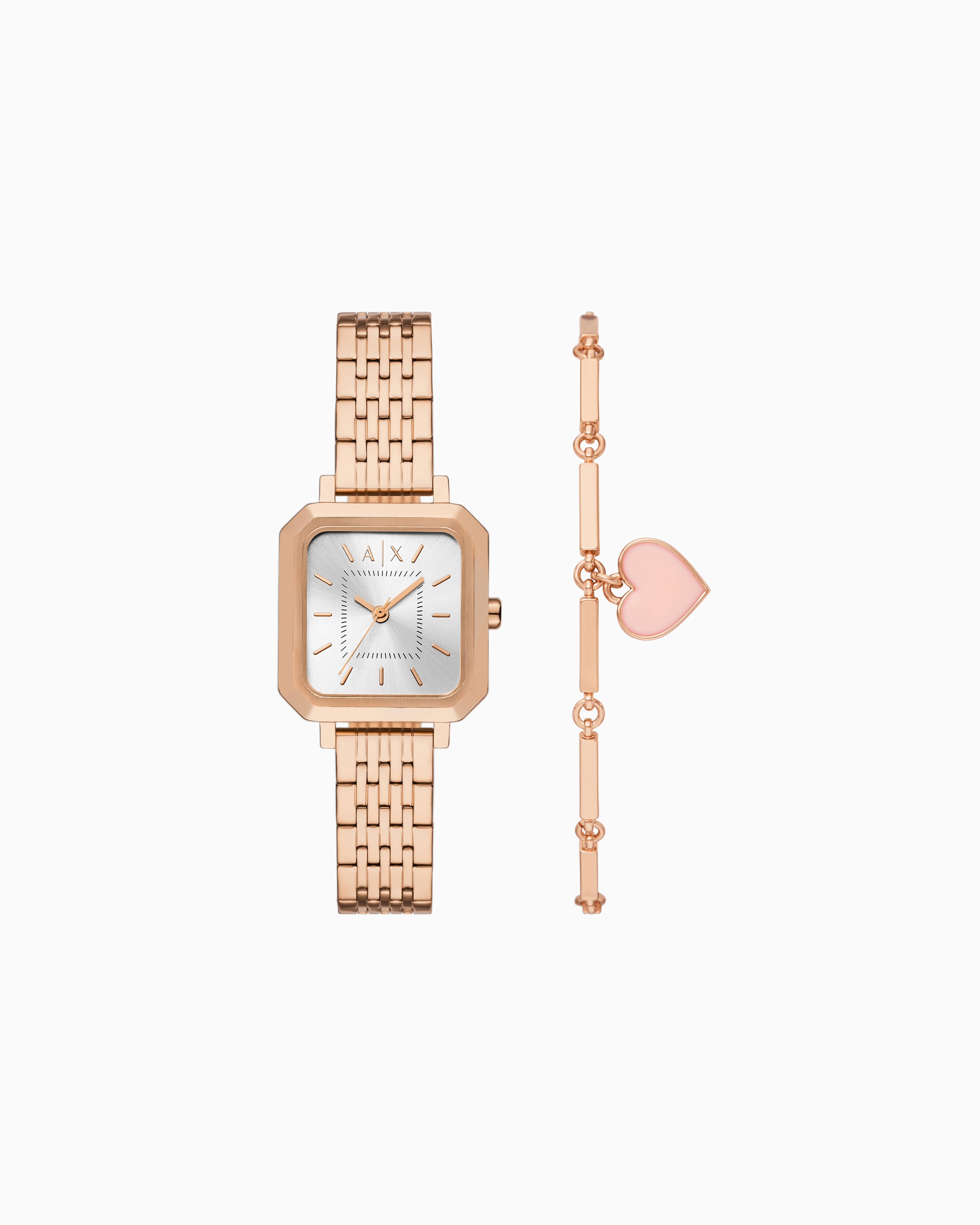 Armani Exchange AX6020 Rose Gold Studded White Leather Strap display picture 3