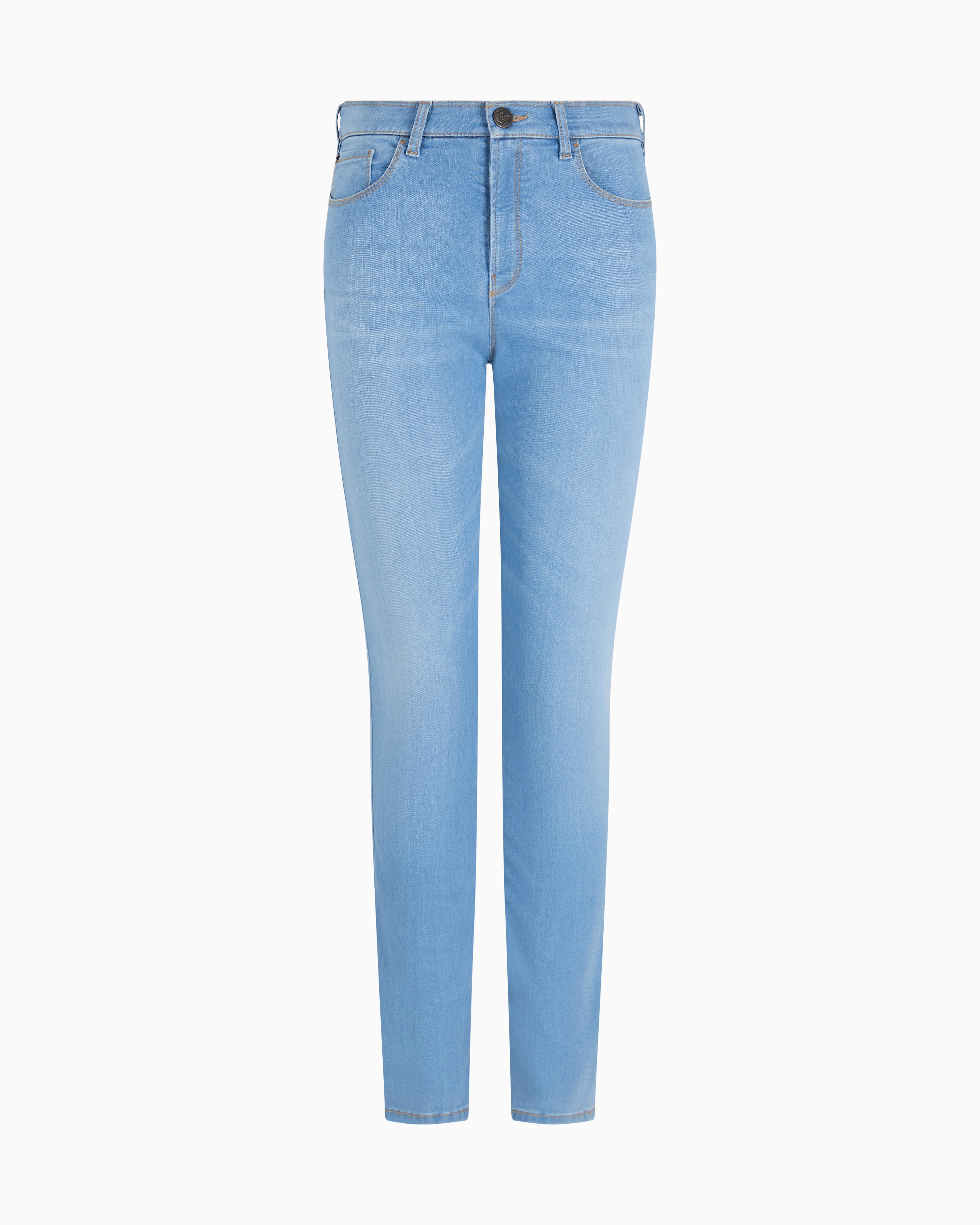 Emporio Armani - J20 high-waisted super-skinny leg jeans stretch denim with laser-cut logo, Woman, Blue, Size: