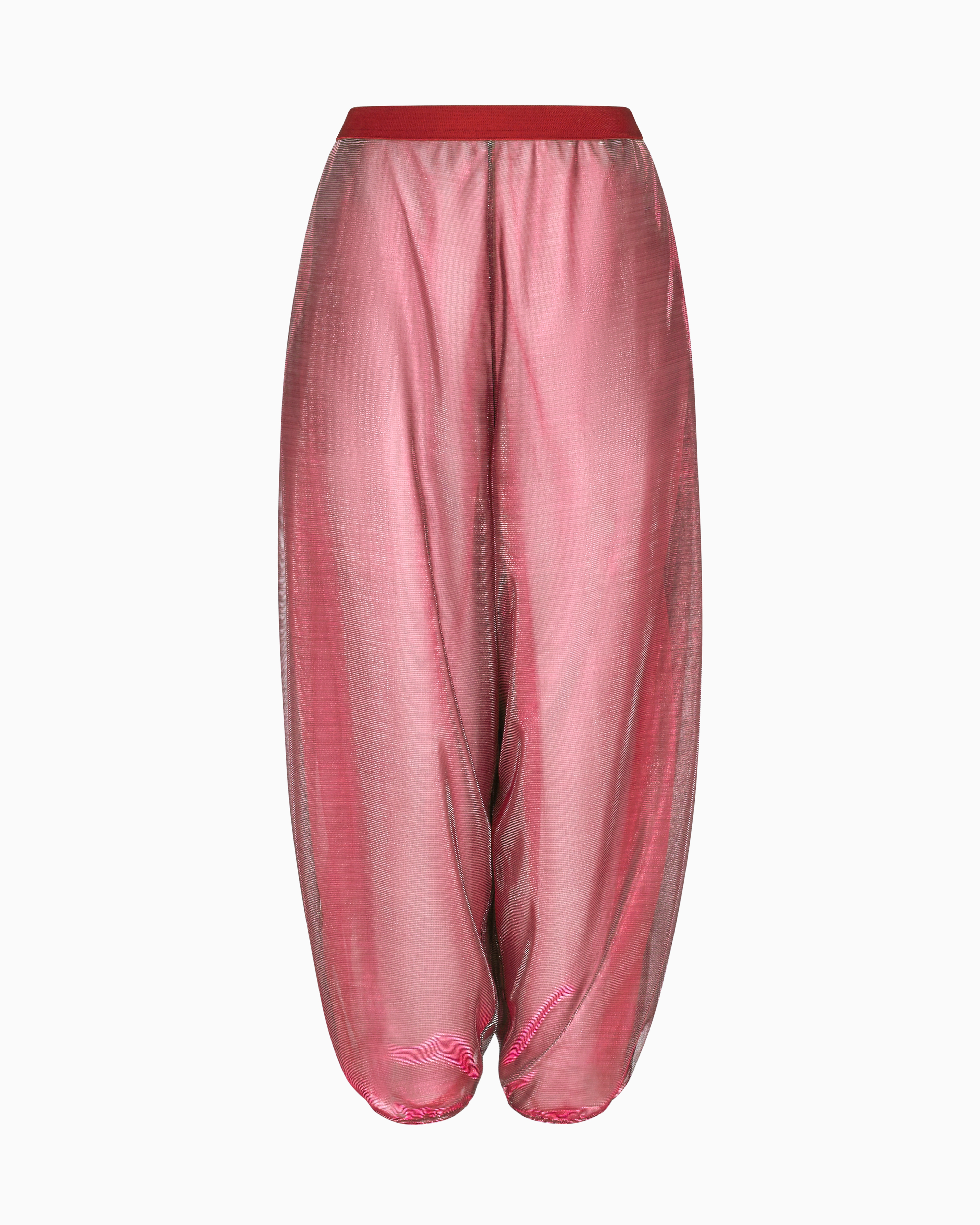Emporio Armani Wide Trousers In Iridescent Knit Mesh In Red