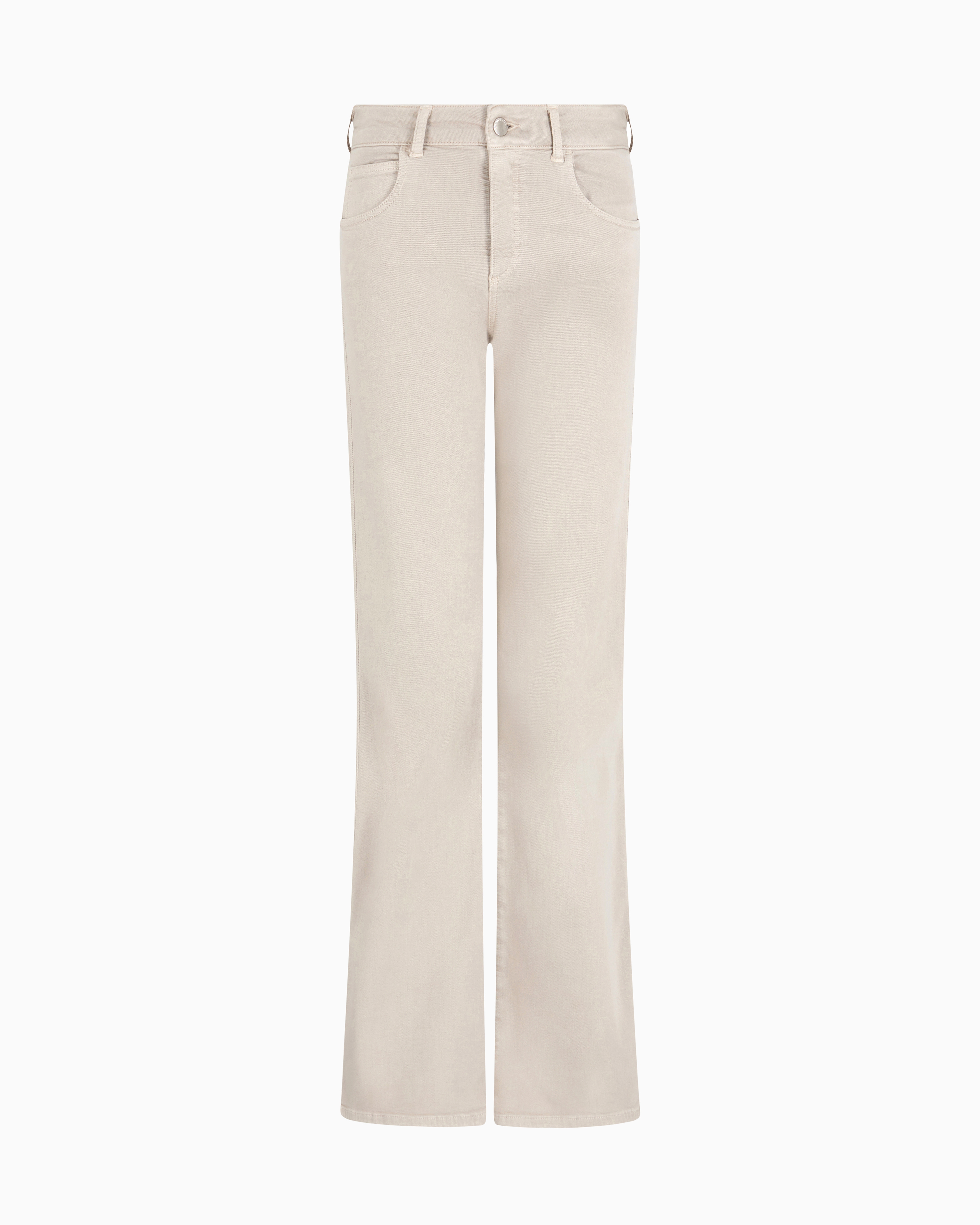 Emporio Armani - J9D mid-rise jeans with a flared hem garment-dyed viscose blend, Woman, Beige, Size: