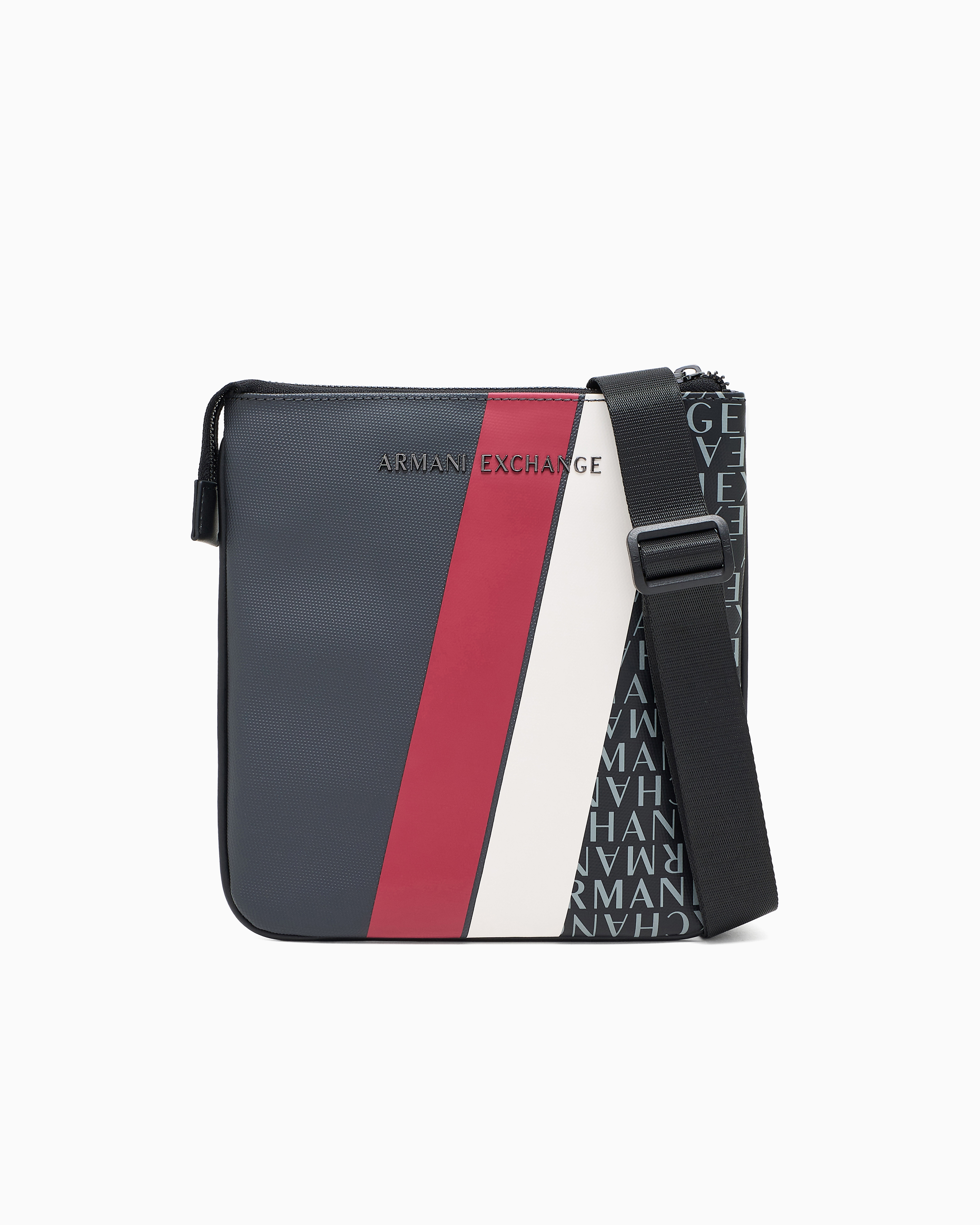 Monogram and Stripe Flat Shoulder Bag | Armani Exchange