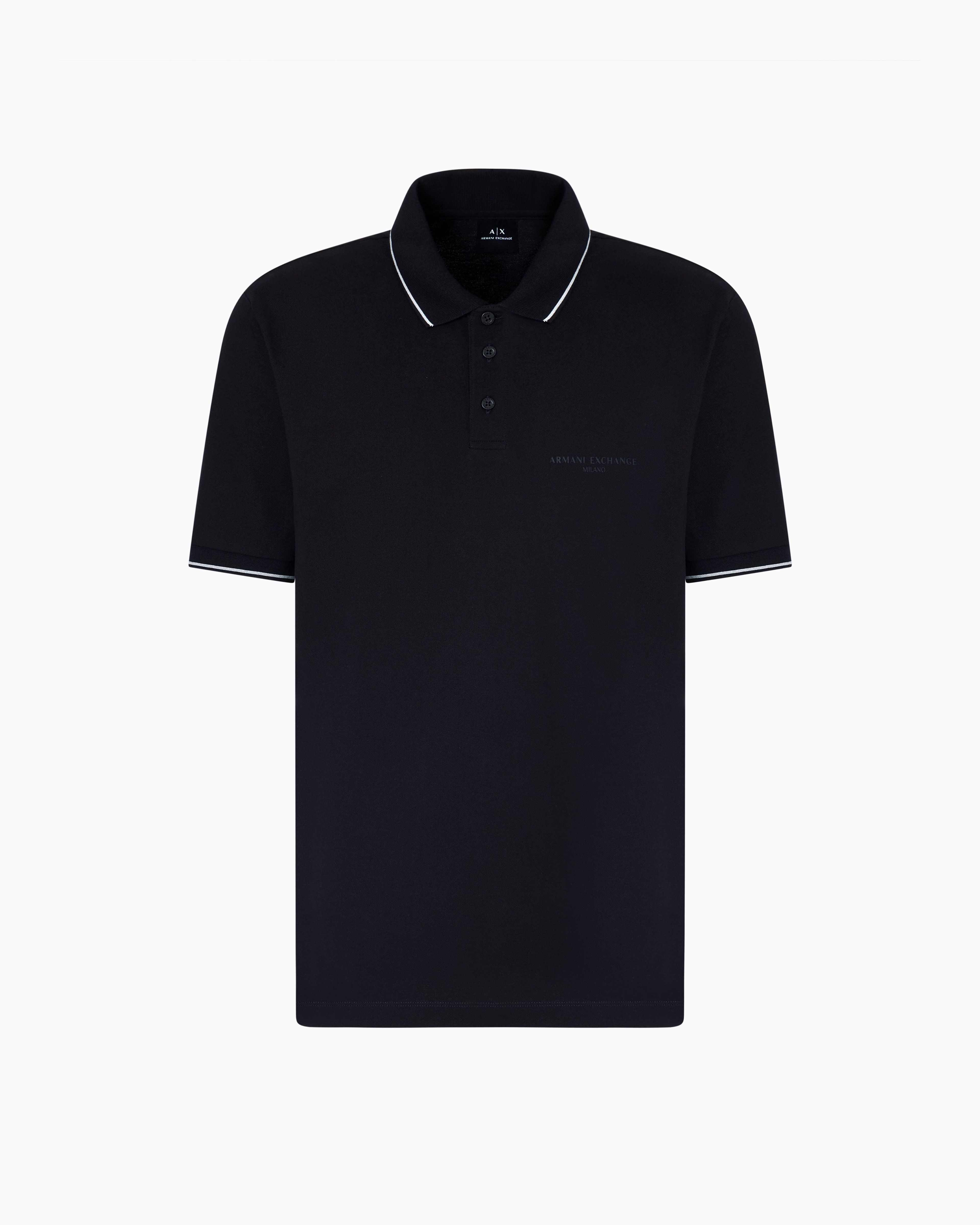 Armani Exchange - Regular fit mercerised cotton polo, Man, Black, Size: