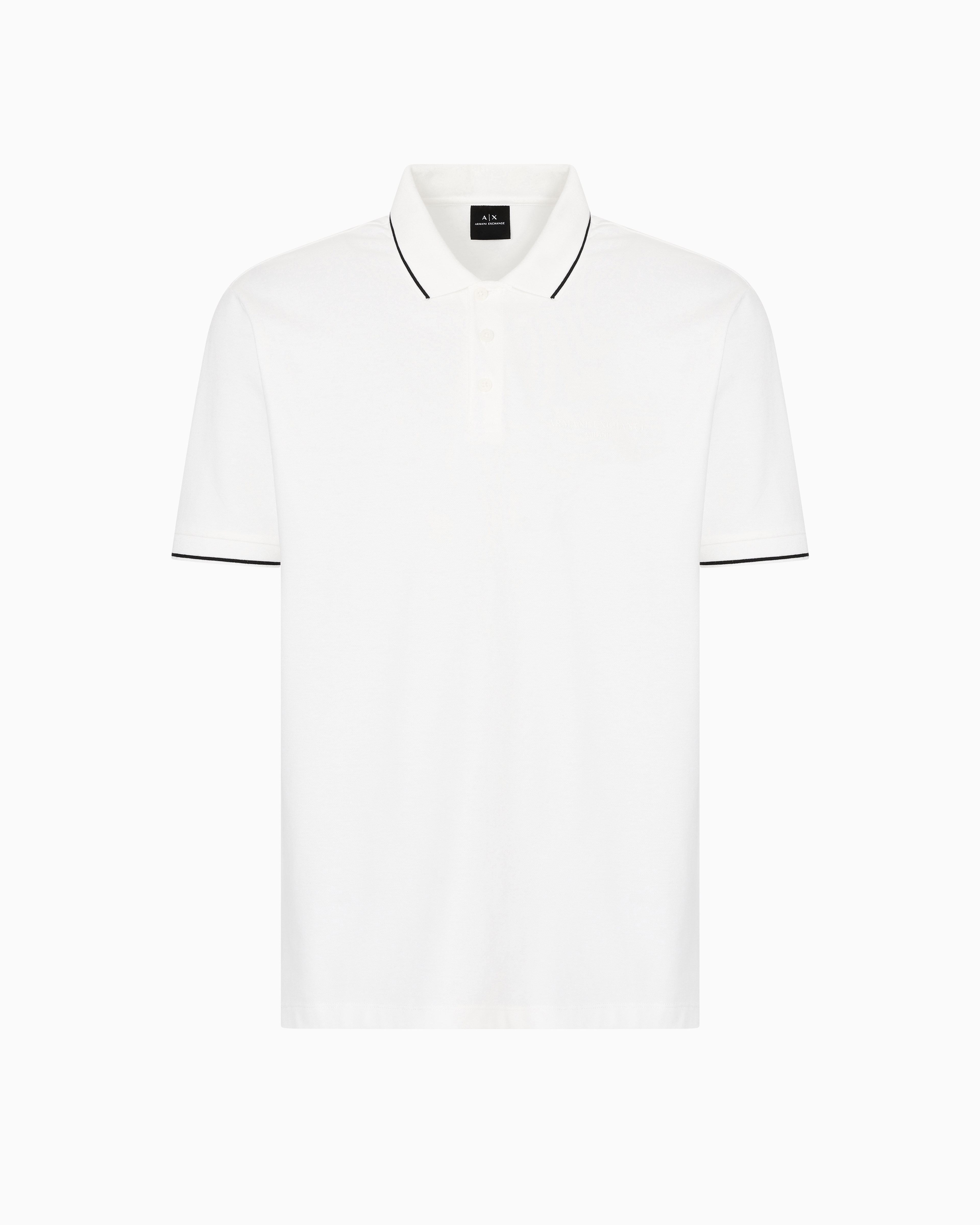 Armani Exchange White Regular Fit Mercerised Cotton Polo Extra Small