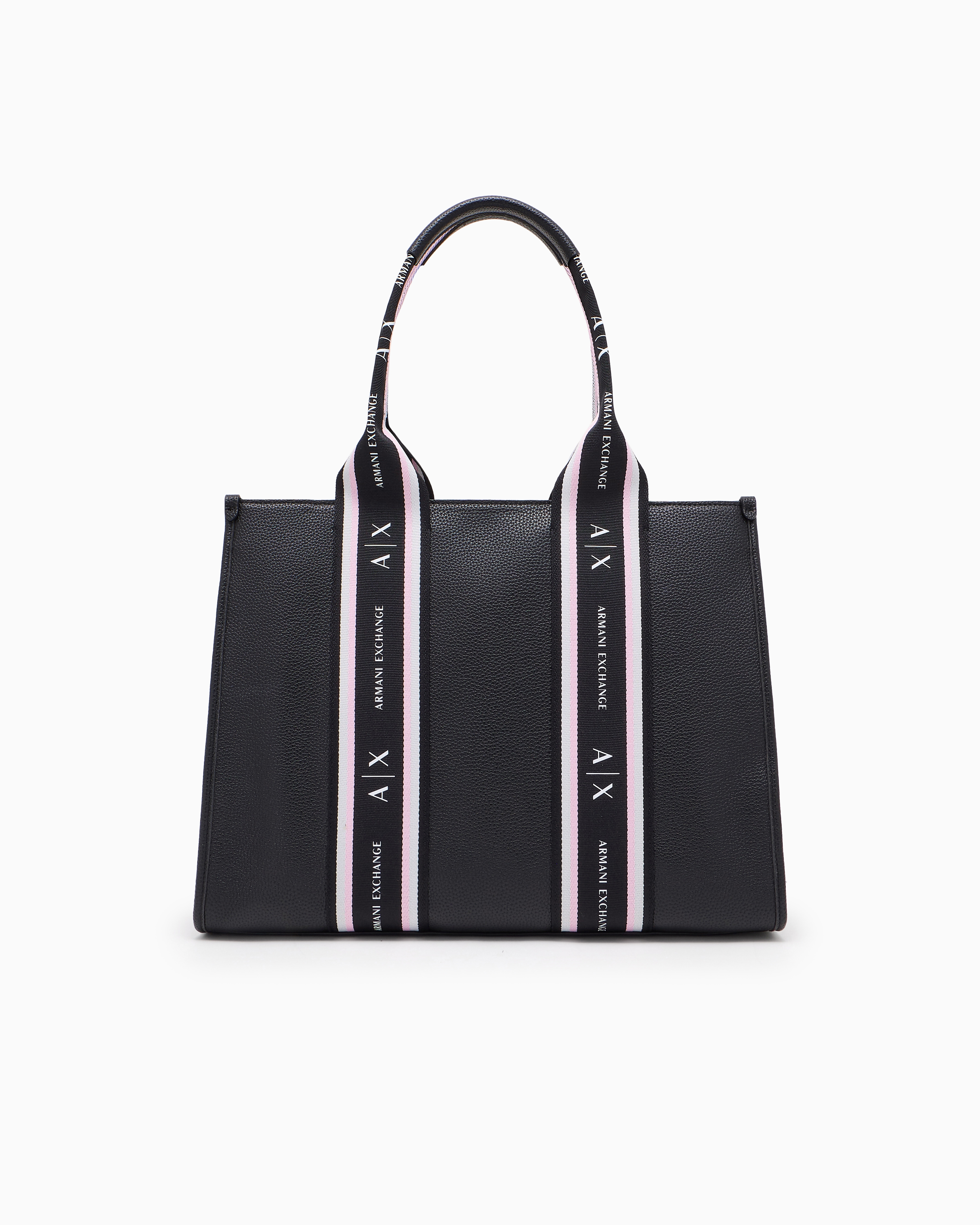 Armani Exchange - Shopper bag with contrasting bands, Woman, Black, Size: TU