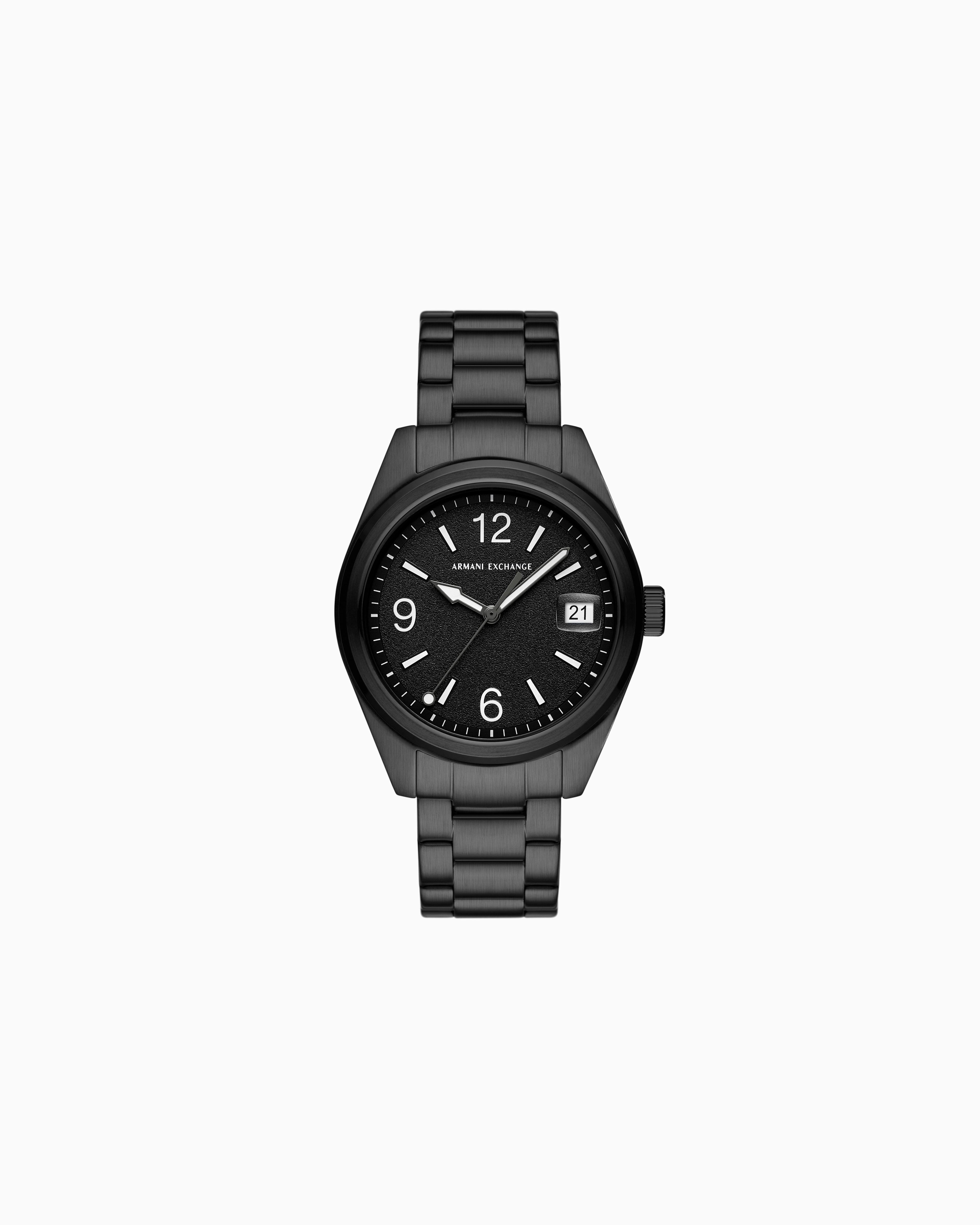 Armani Exchange - Armani Exchange Three-Hand Date Black Stainless Steel Watch, Man, Multicoloured, Size: TU