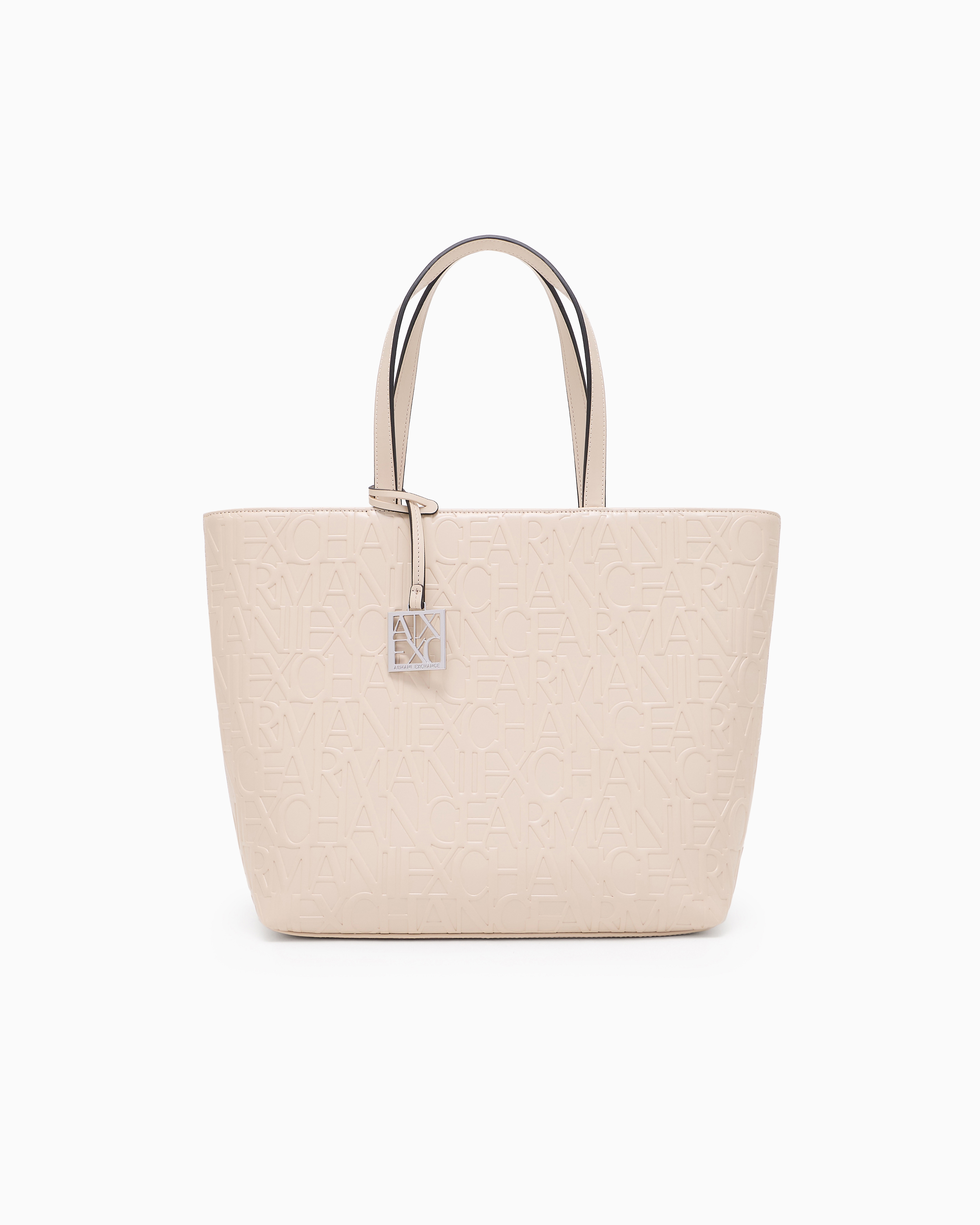 Armani Exchange - Shopper bag with allover logo, Woman, Beige, Size: TU