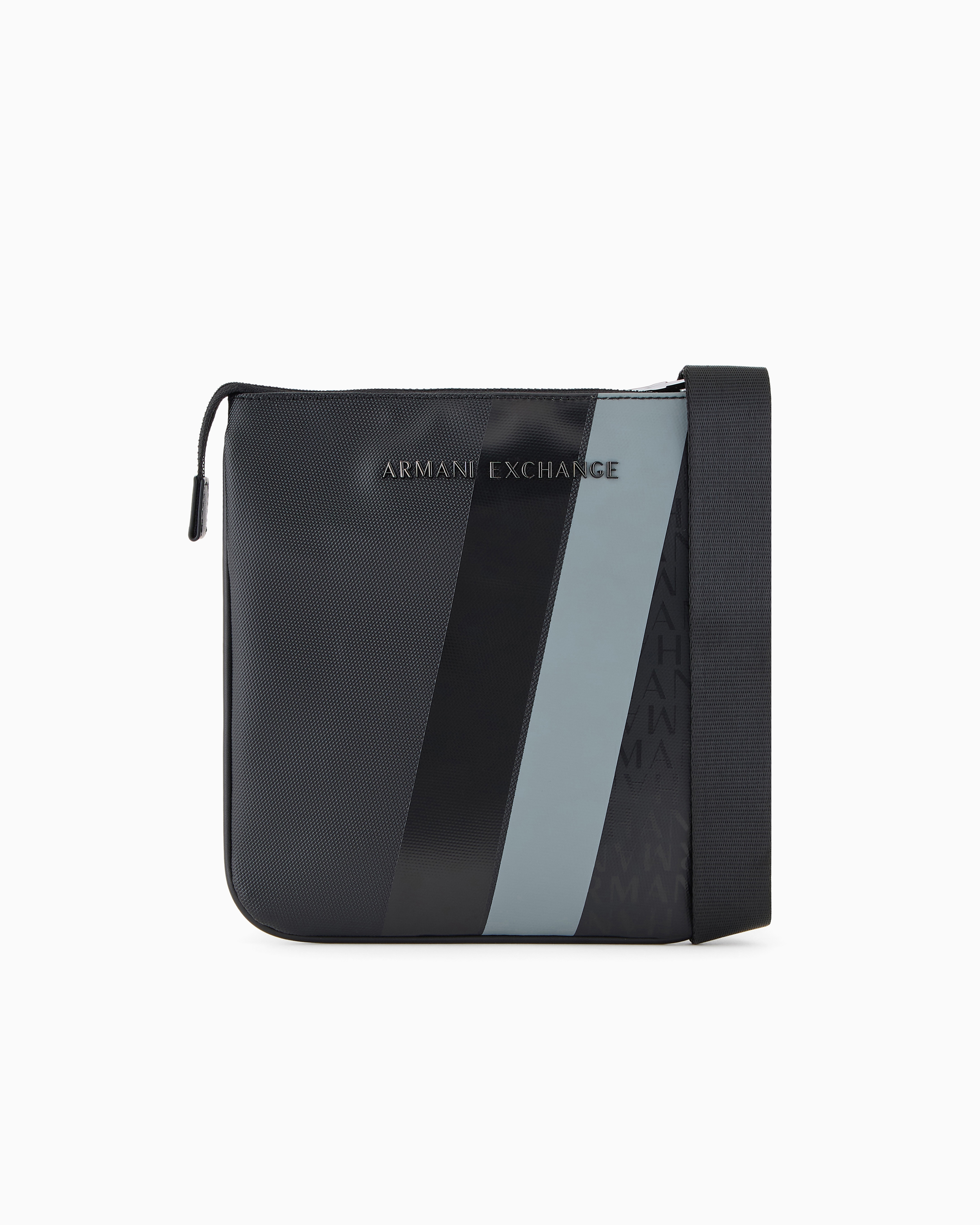 モノグラム×ストライプ フラットショルダーバッグ | Armani Exchange