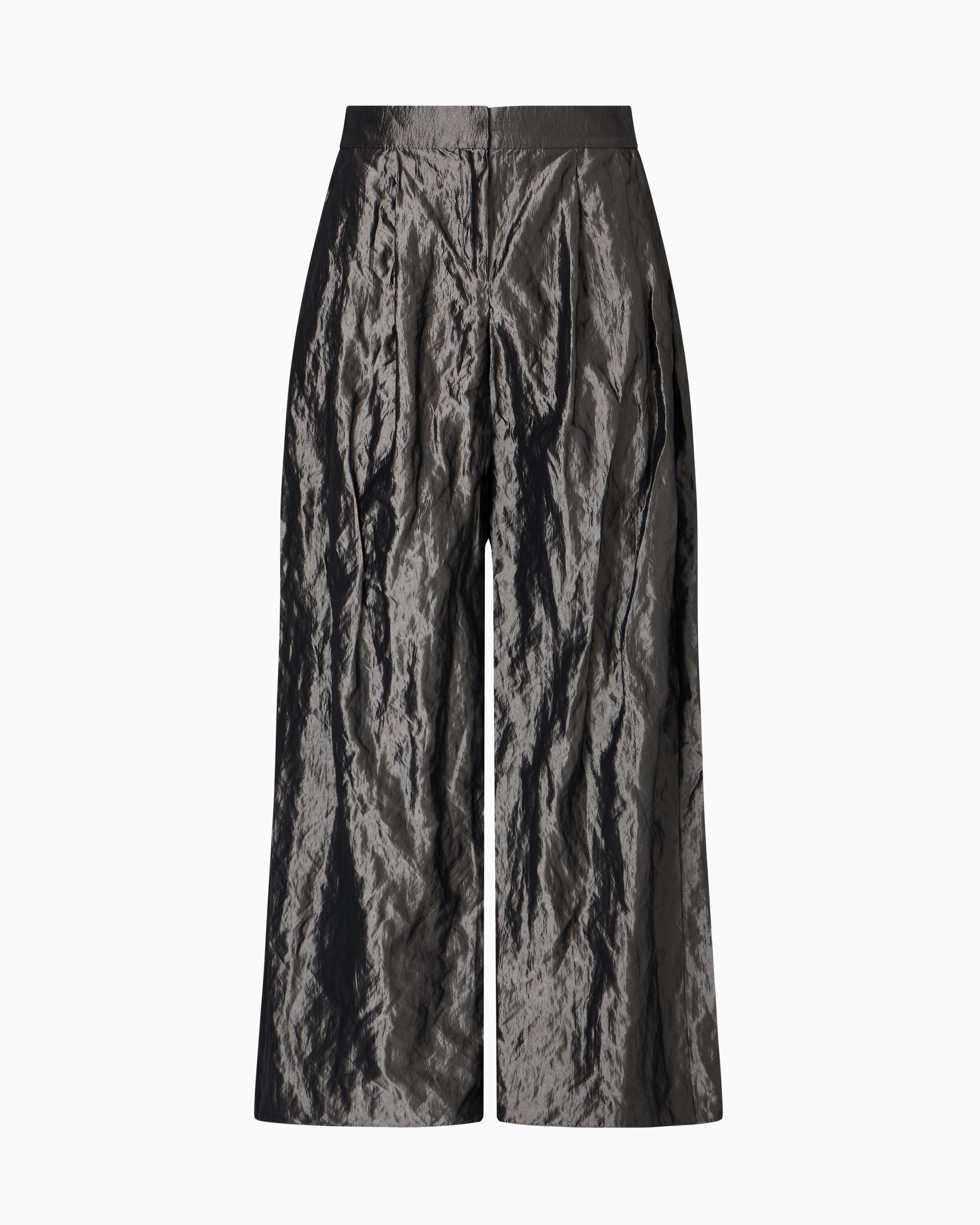 Emporio Armani - Memory-taffeta trousers with pleats, Woman, Grey, Size:
