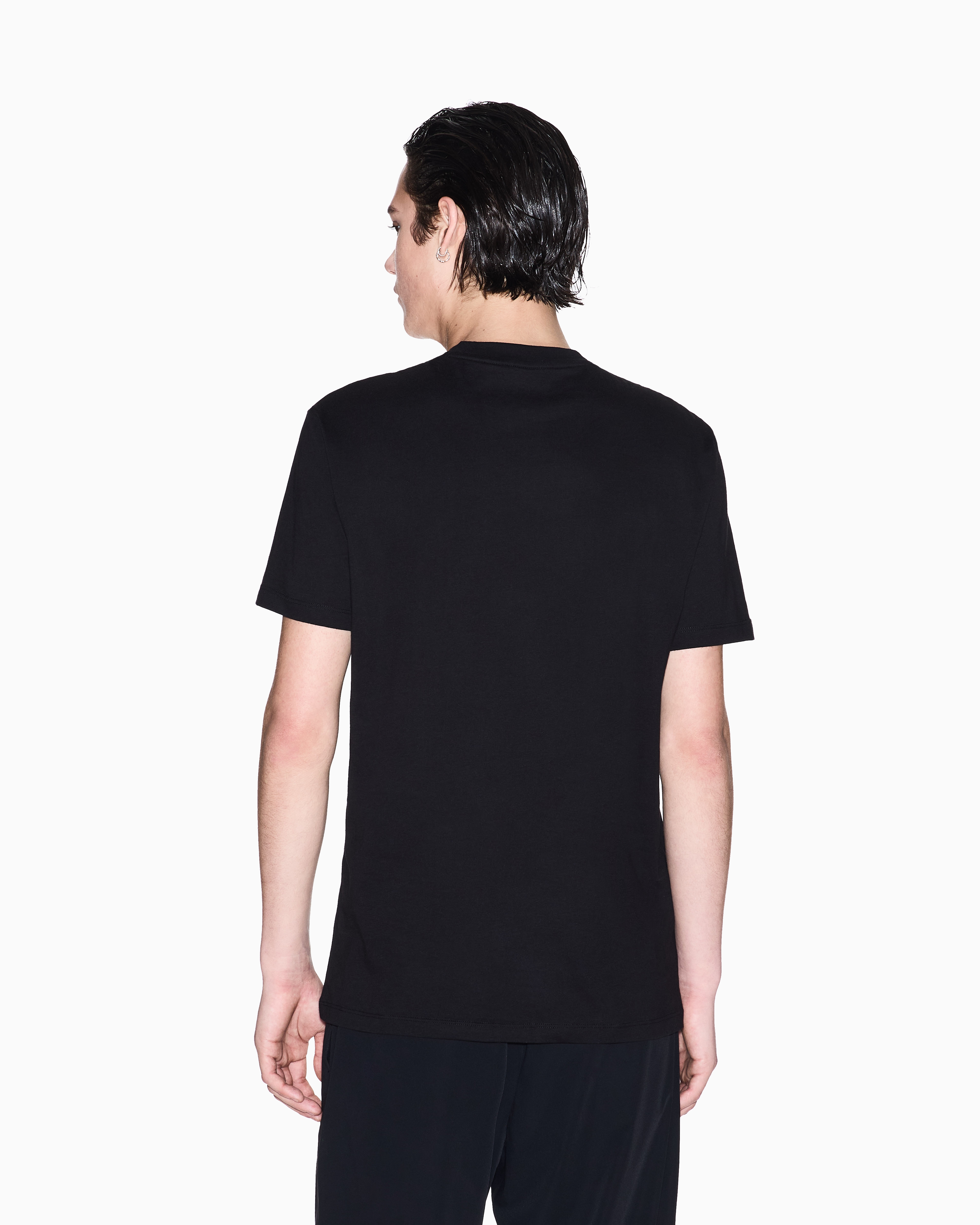 Armani Exchange - Regular fit T-shirt with logo and patch on the chest, Man, Black, Size: