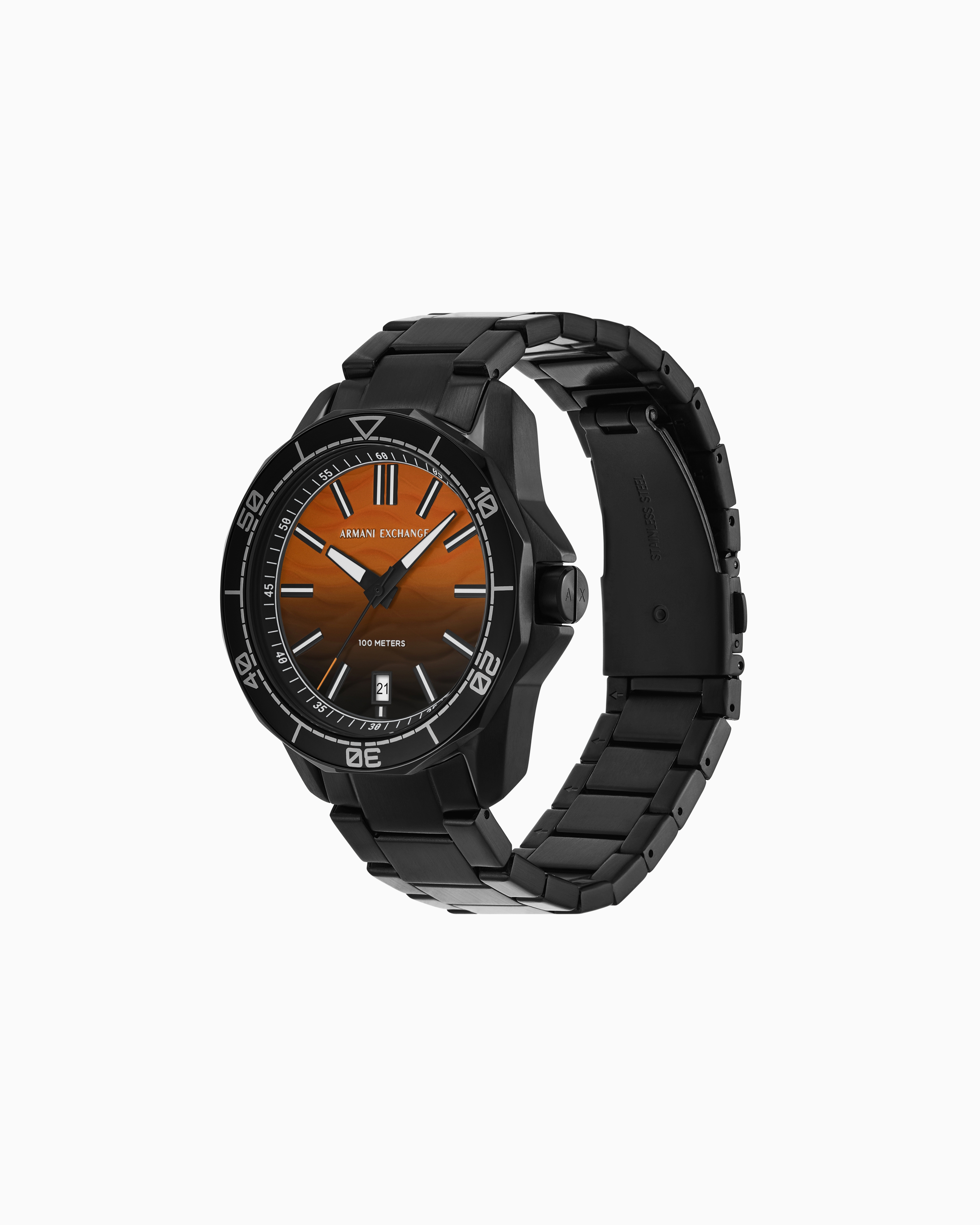 Armani Exchange - Armani Exchange Three-Hand Date Black Stainless Steel Watch, Man, Multicoloured, Size: TU