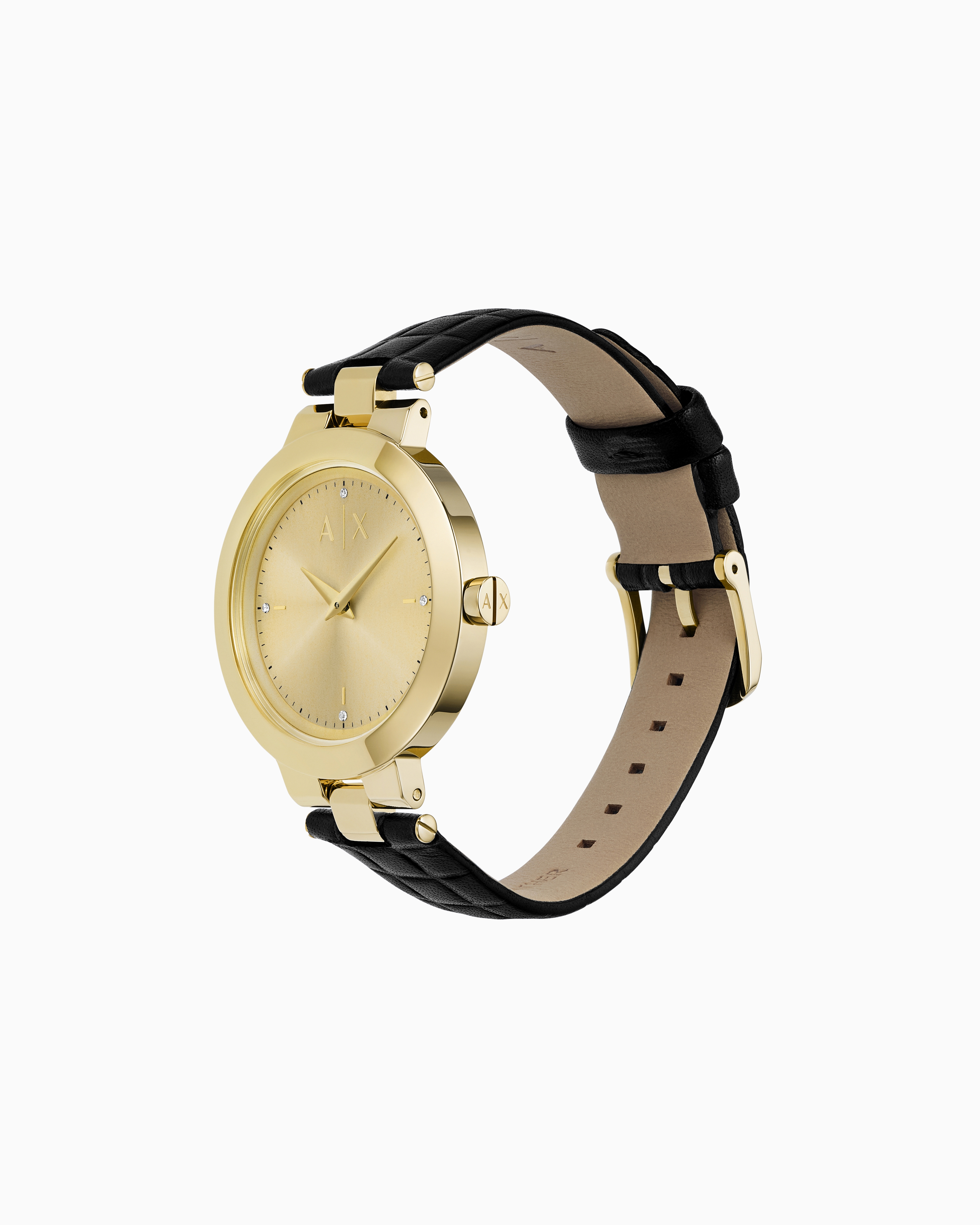 Armani Exchange -  Two-Hand Black Leather Watch, Woman, Multicoloured, Size: TU