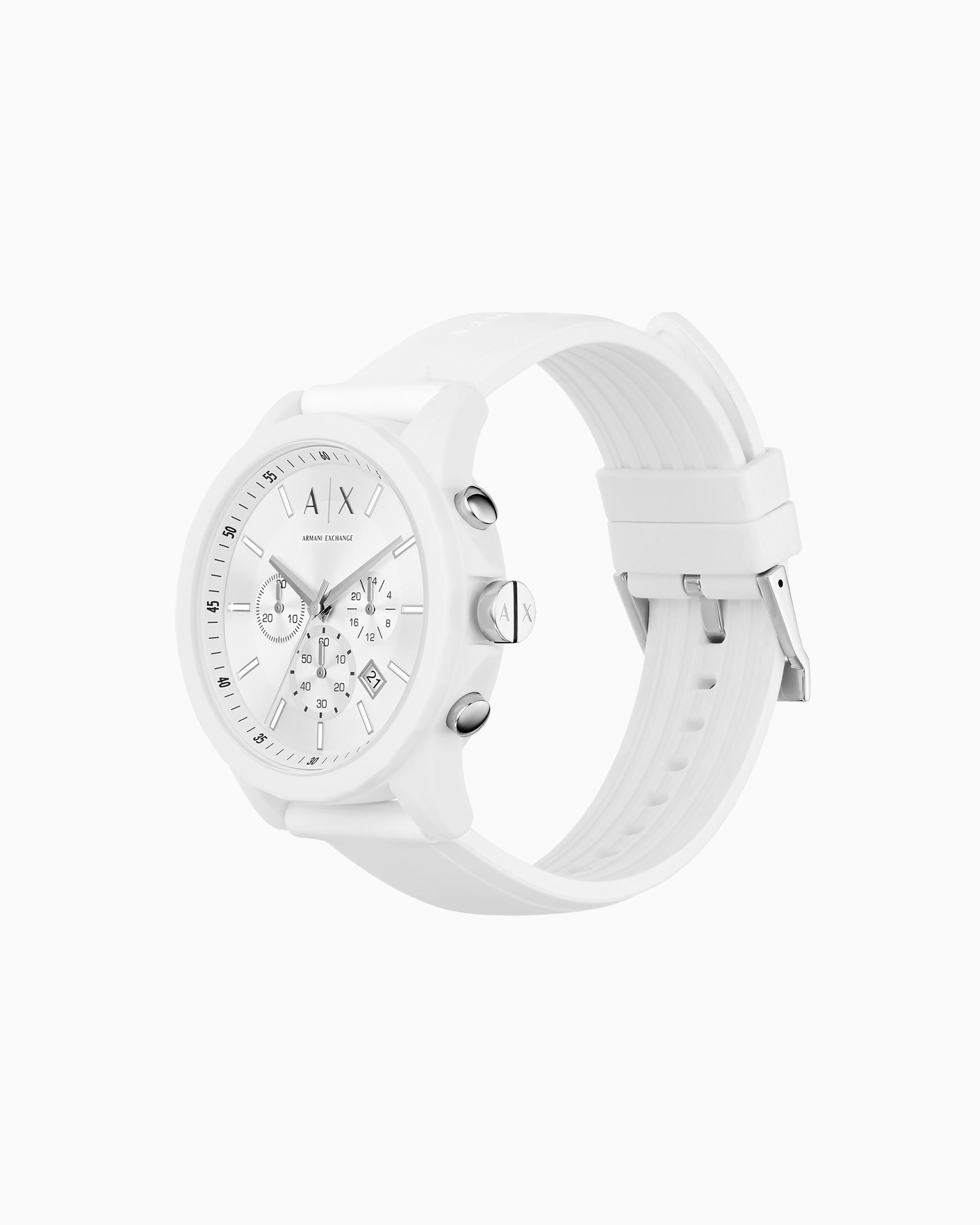 Armani Exchange - Armani Exchange Chronograph White Silicone Watch, Man, White, Size: TU