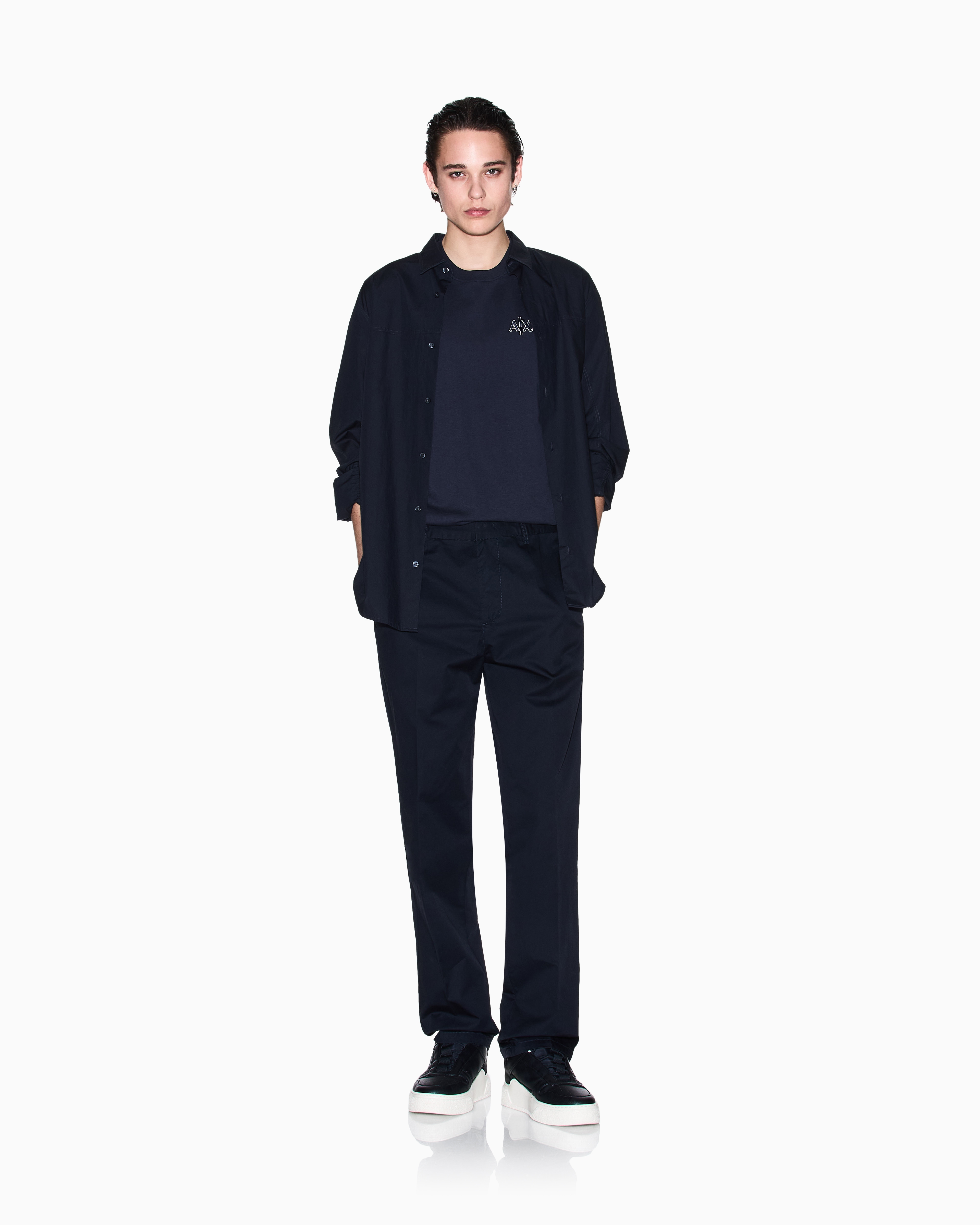 Armani Exchange - Straight cotton twill trousers, Man, Navy Blue, Size: