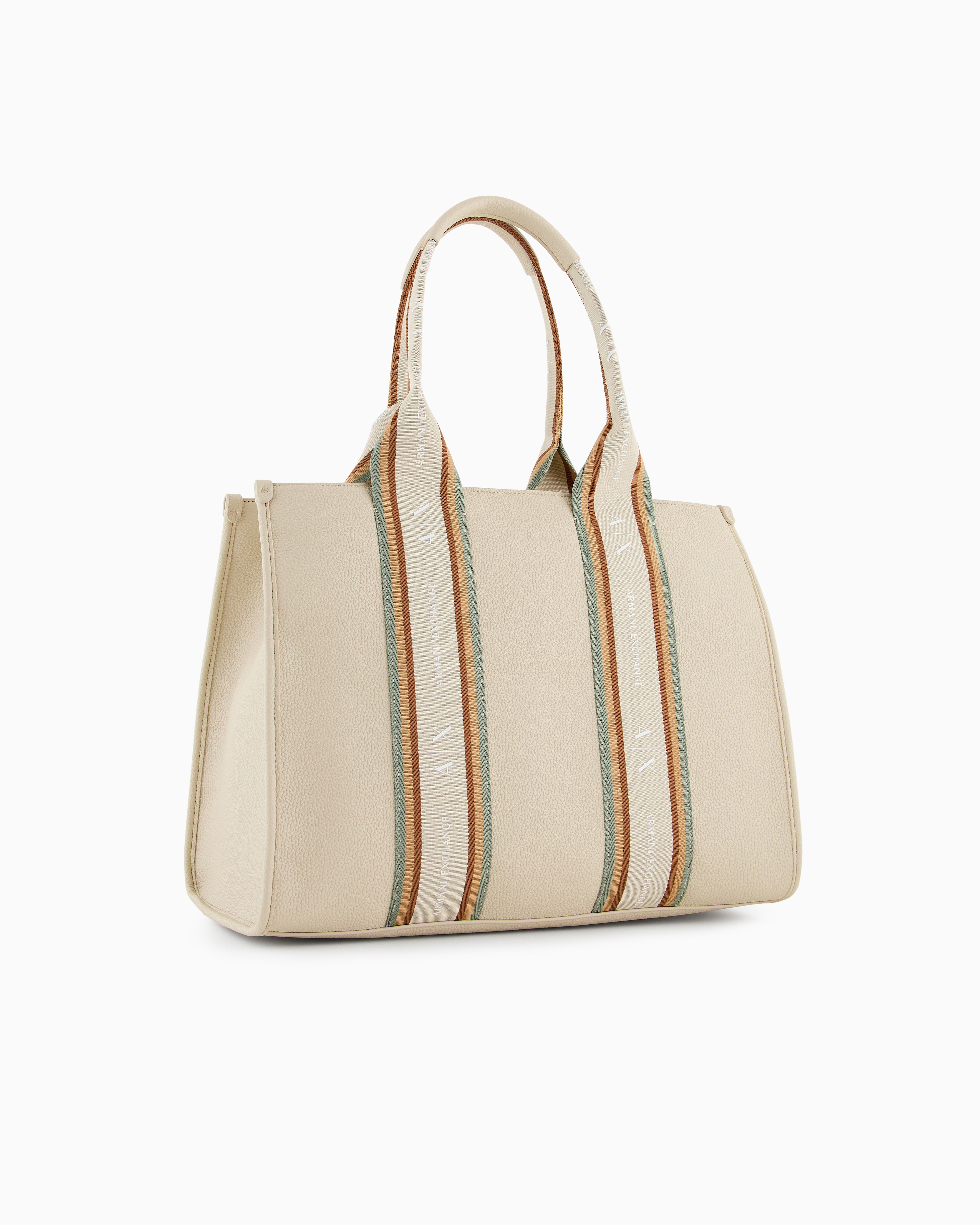 Shopper bag with contrasting bands