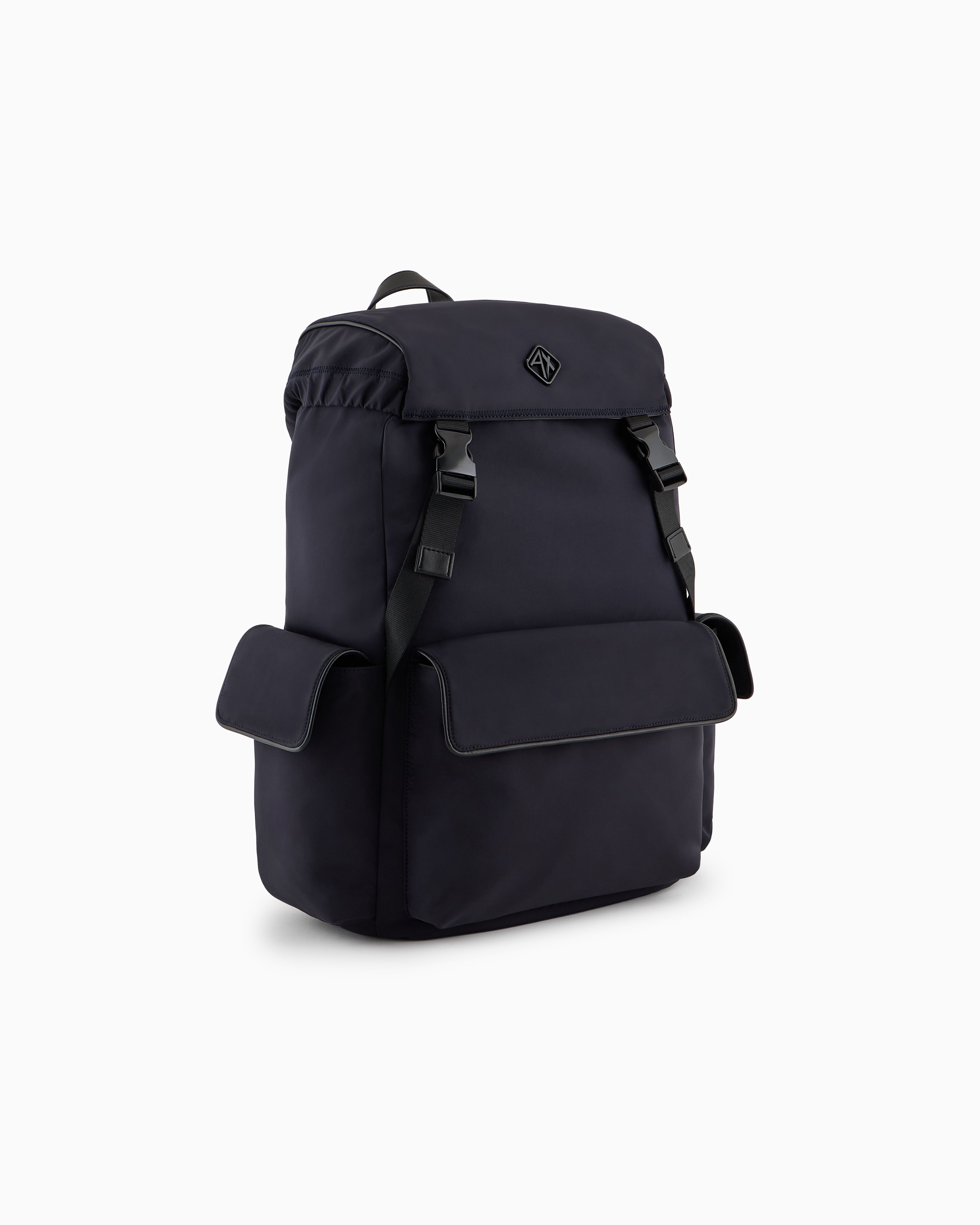 Armani Exchange - Rectangular backpack with external pockets, Man, Navy Blue, Size: TU