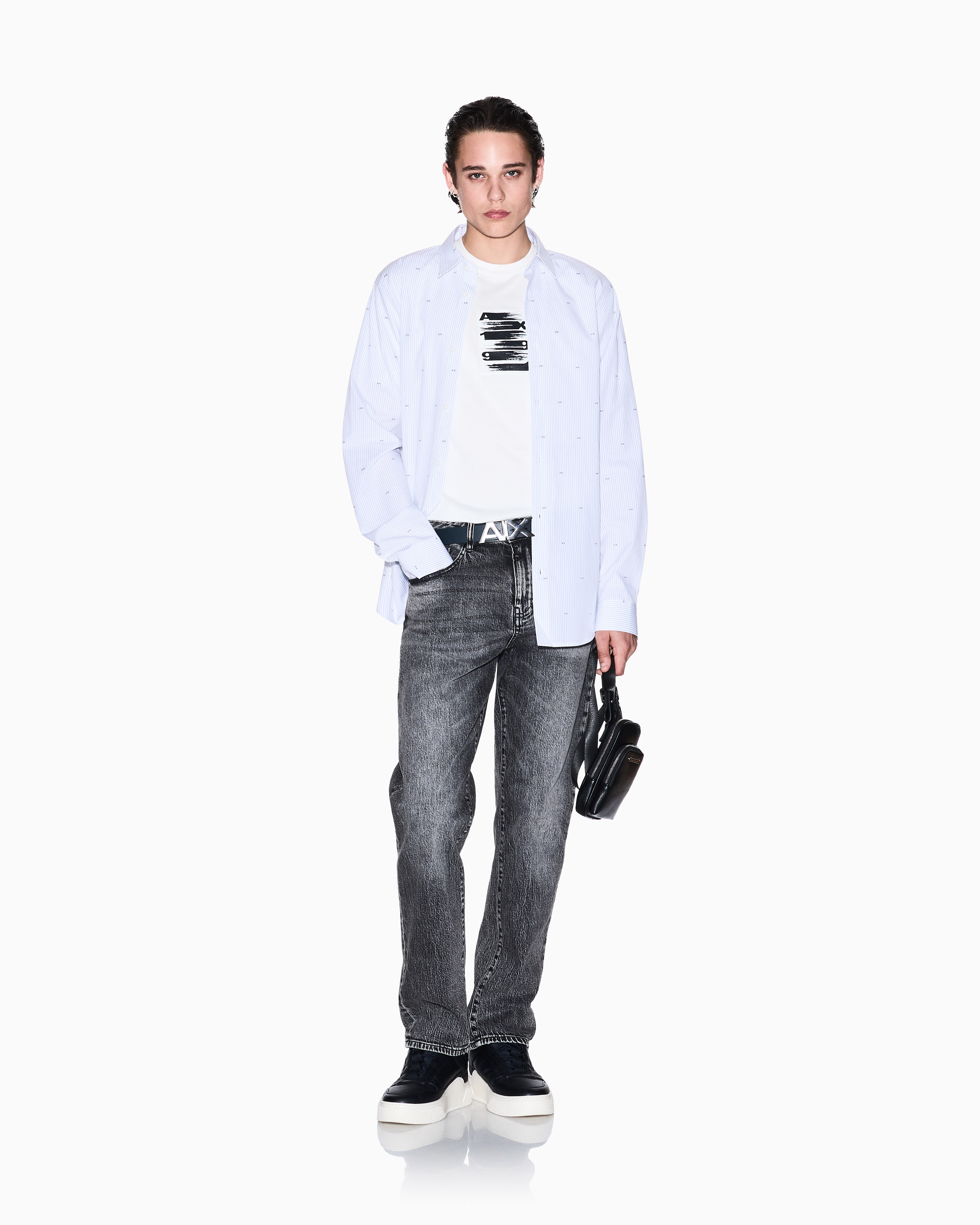 Armani Exchange - Regular fit T-shirt with abstract logo, Man, White, Size: