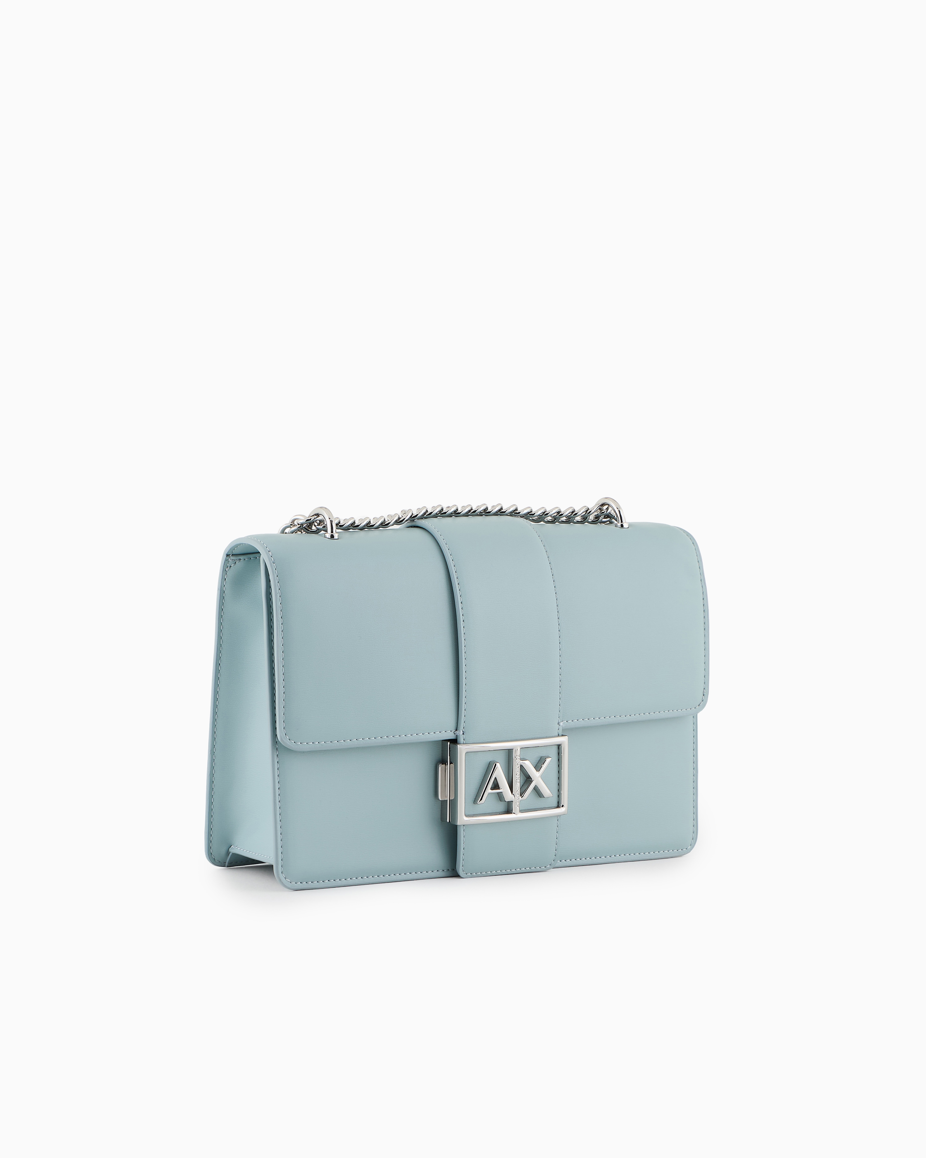 Armani Exchange - Shoulder bag with metal logo, Woman, Light Blue, Size: TU