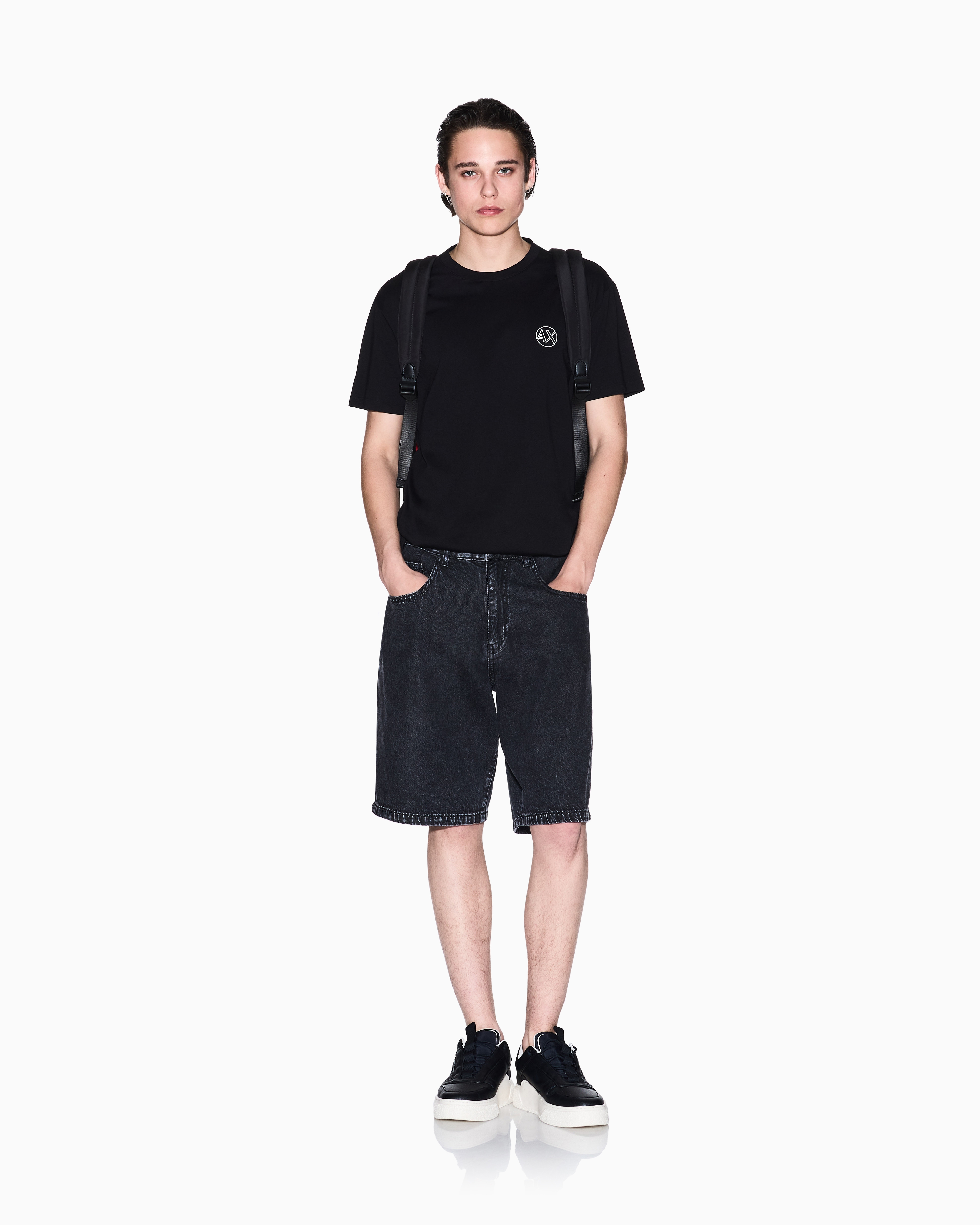 Armani Exchange - Regular fit T-shirt with logo and patch on the chest, Man, Black, Size: