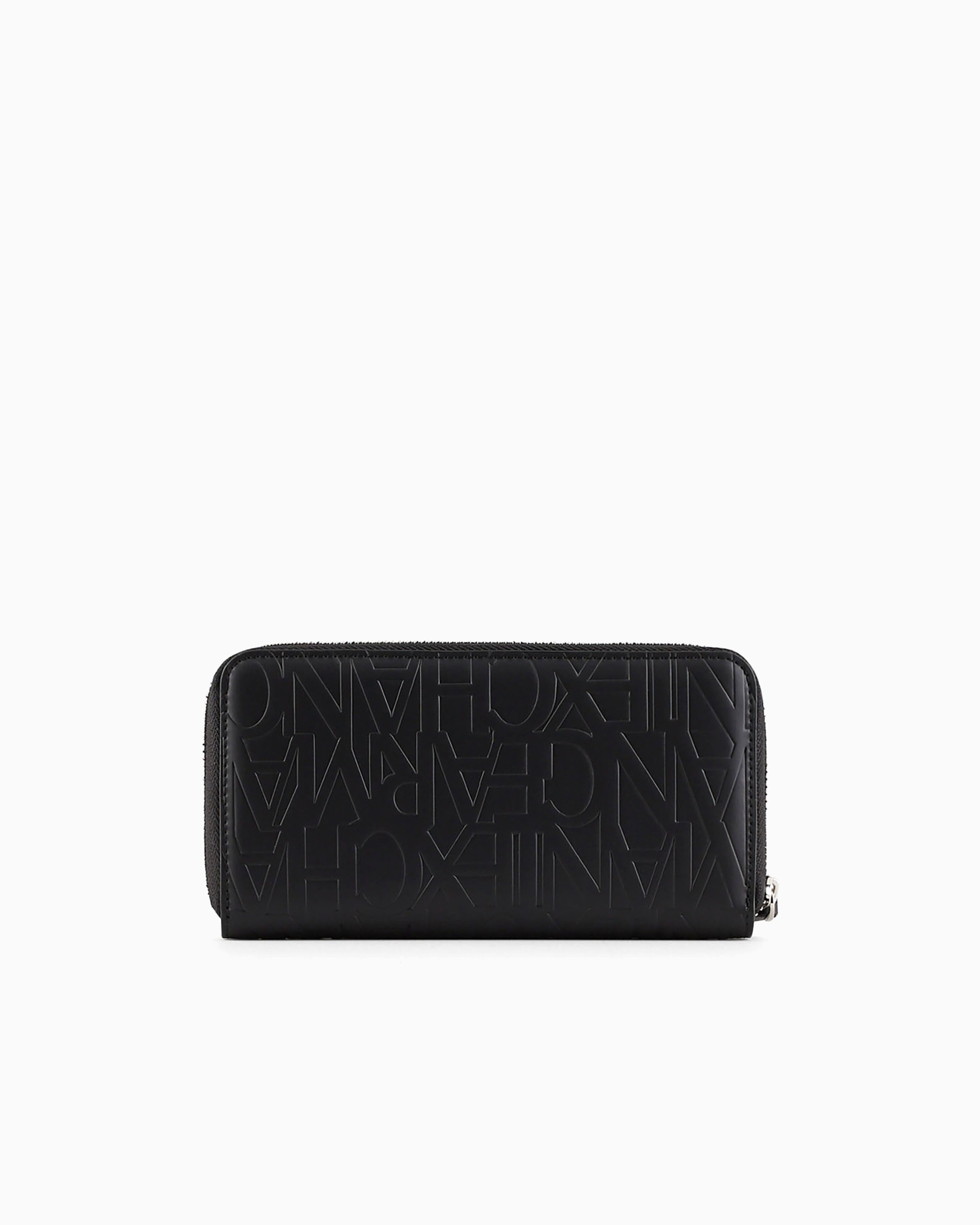 Armani Exchange - Crocodile Print Zip Around Wallet, Woman, Black, Size: TU