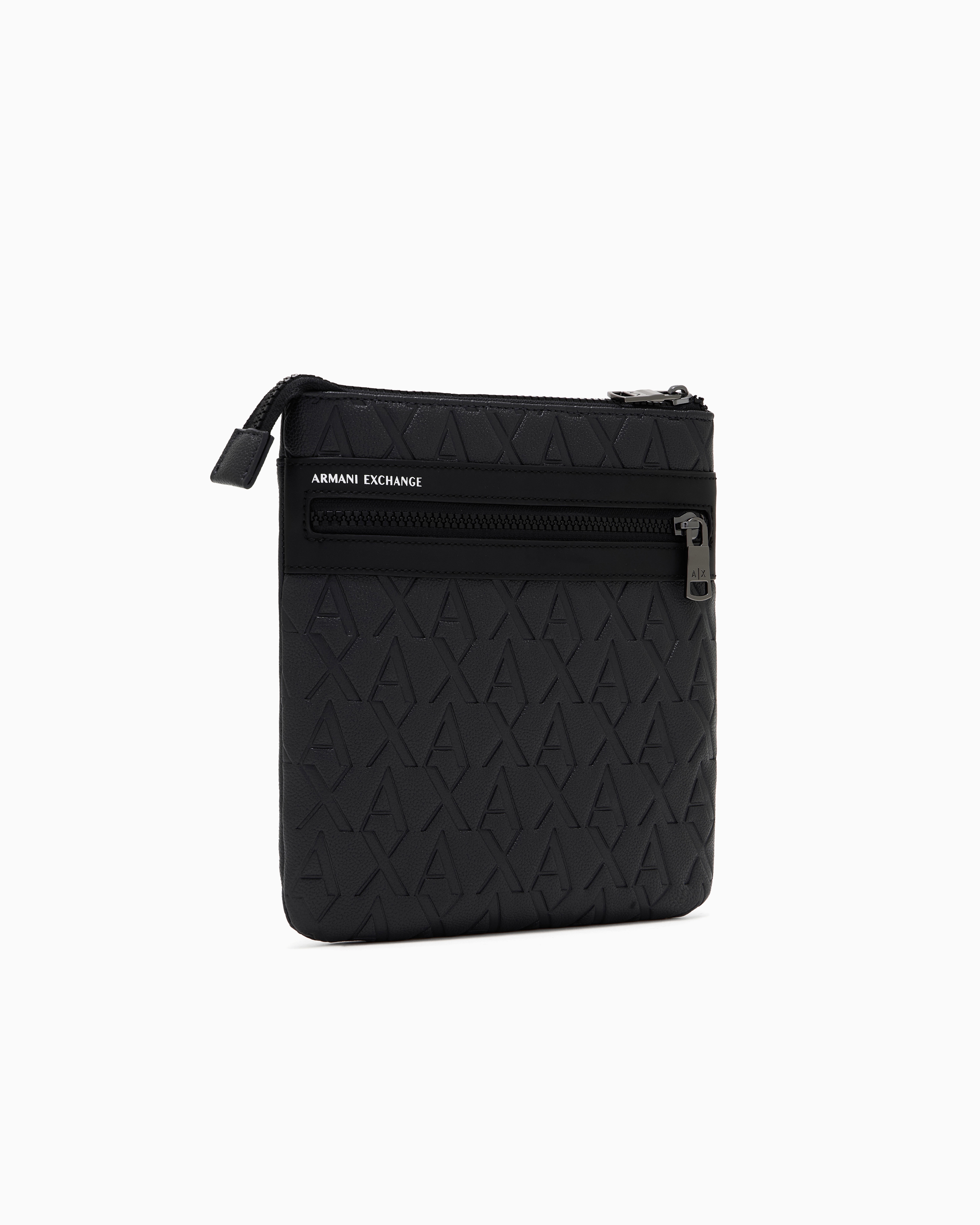 バッグ ARMANI EXCHANGE FLAT GLOSS BODY Armani Exchange Men's Flat Crossbody Bag with Embossed
