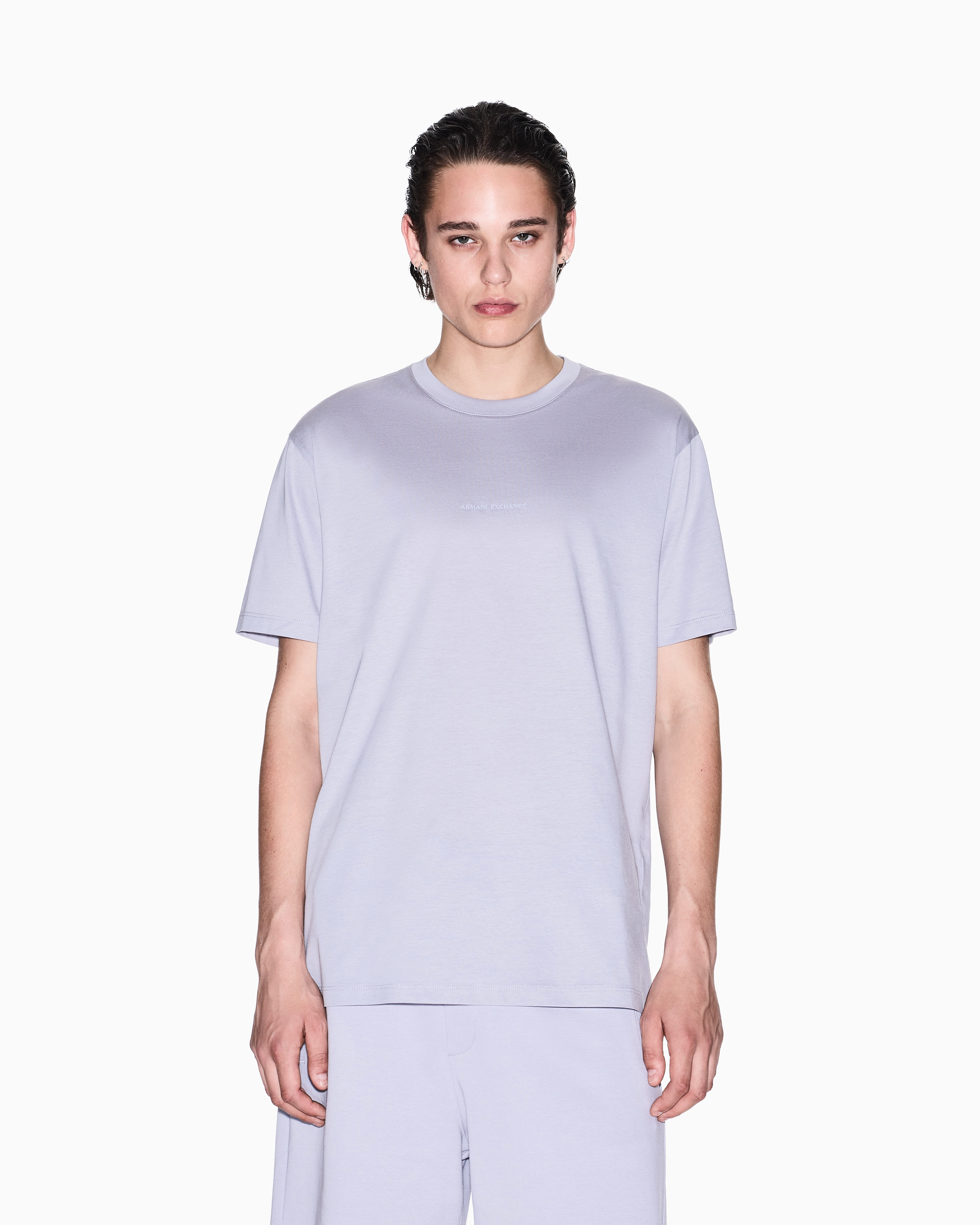 Armani Exchange - Regular fit mercerised cotton T-shirt, Man, Purple, Size: