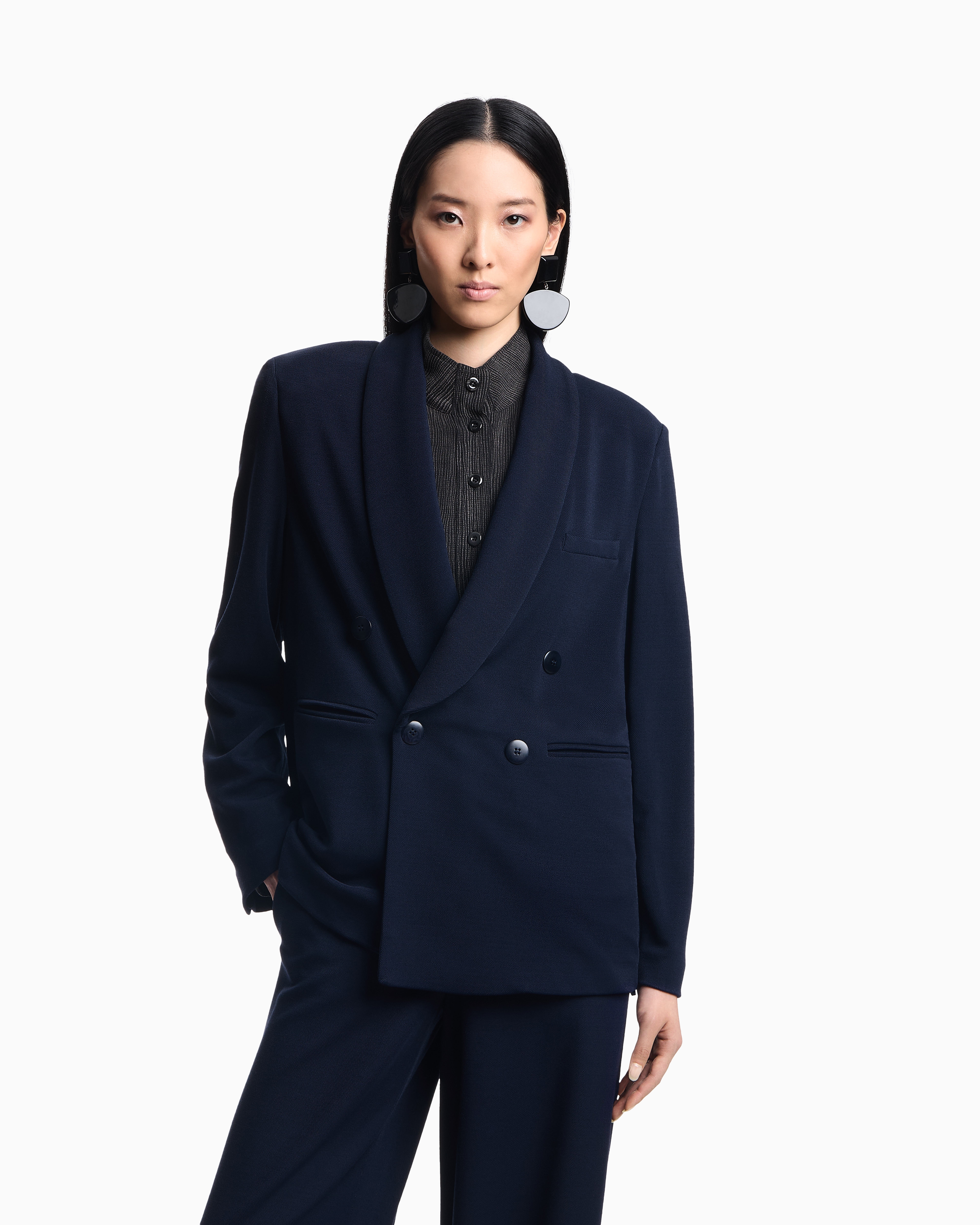 アウターその他 EMPORIO ARMANI Woman Blazer Blue EW000985TE12254 OB003 Emporio Armani Blazer Woman Blue – Modishus
