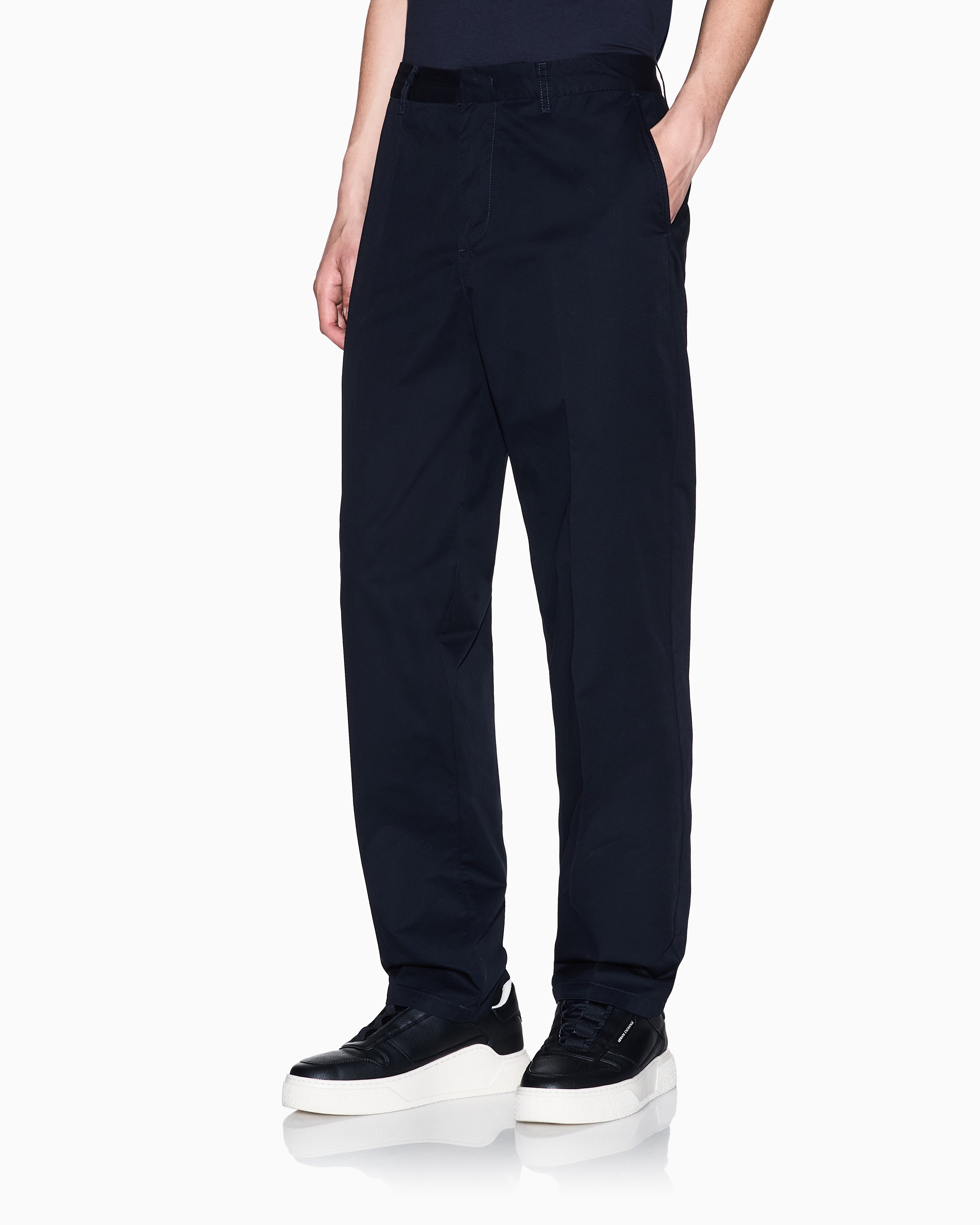 Armani Exchange - Straight cotton twill trousers, Man, Navy Blue, Size: